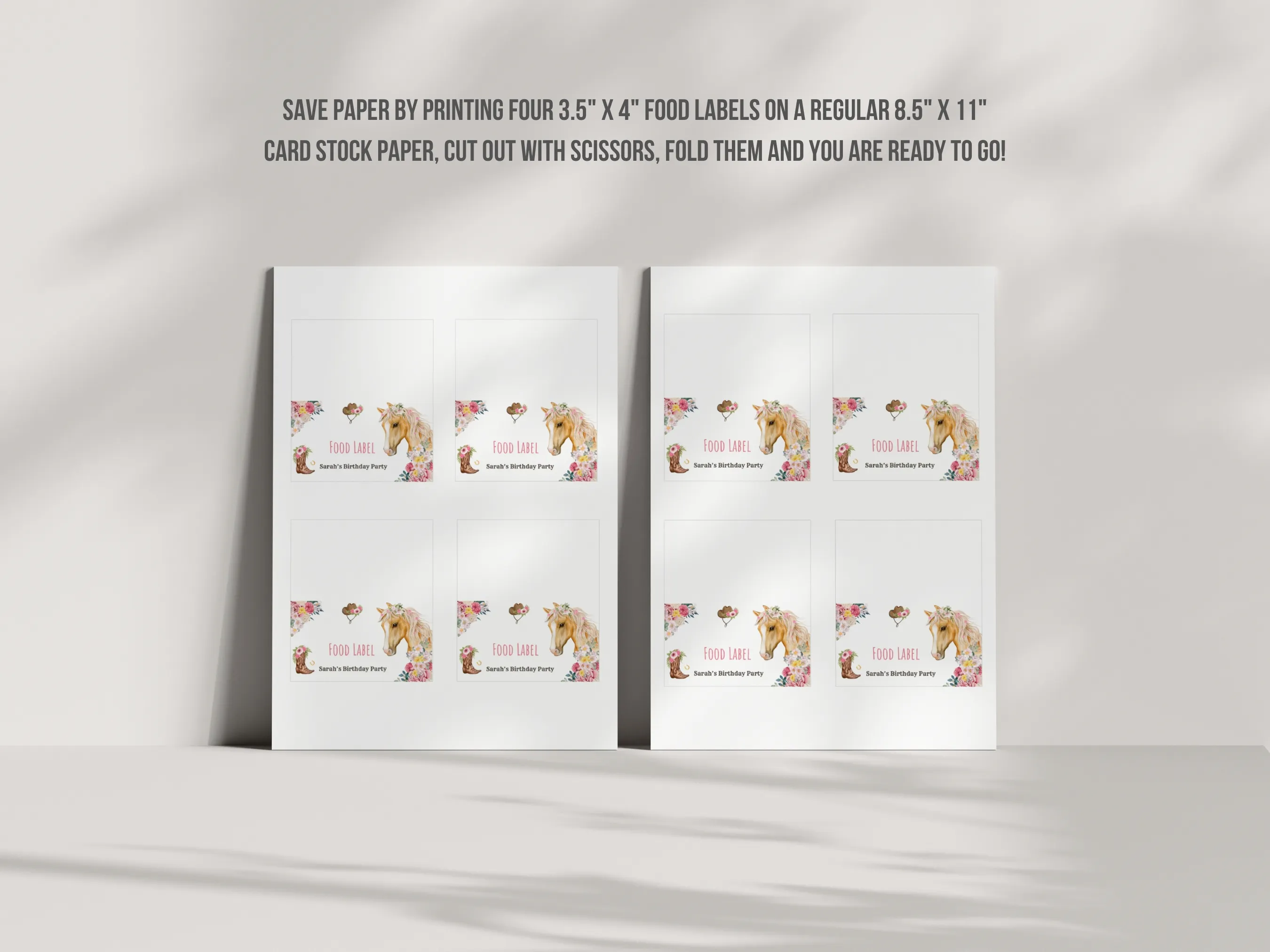 Horse Birthday Party Food Tent Cards | Rodeo Place Cards | Pony Party Table Labels | Editable Canva Template | Digital Download