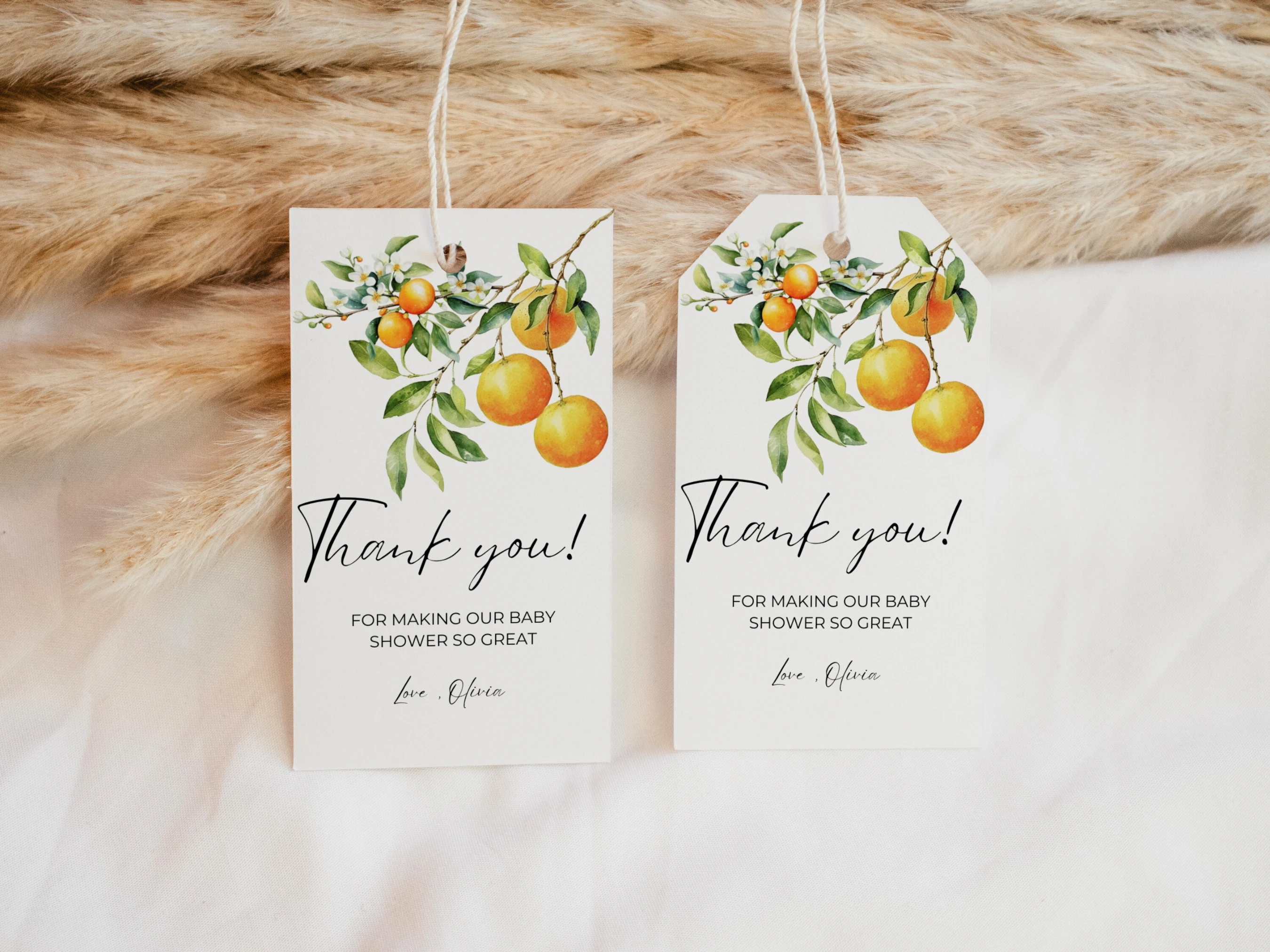 Little Cutie Baby Shower Thank You Tags | Orange Clementine Favor Tags | Editable Canva Template | Digital Download