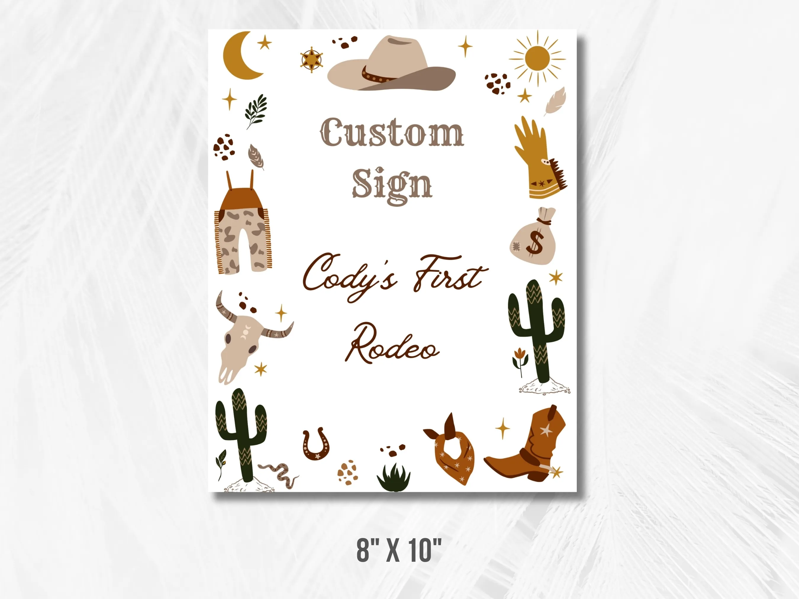 My First Rodeo Birthday Party Custom Sign | Cowboy Birthday Cookie Table Sign | Western Birthday Cards & Gifts Sign | Editable Canva Template | Digital Download