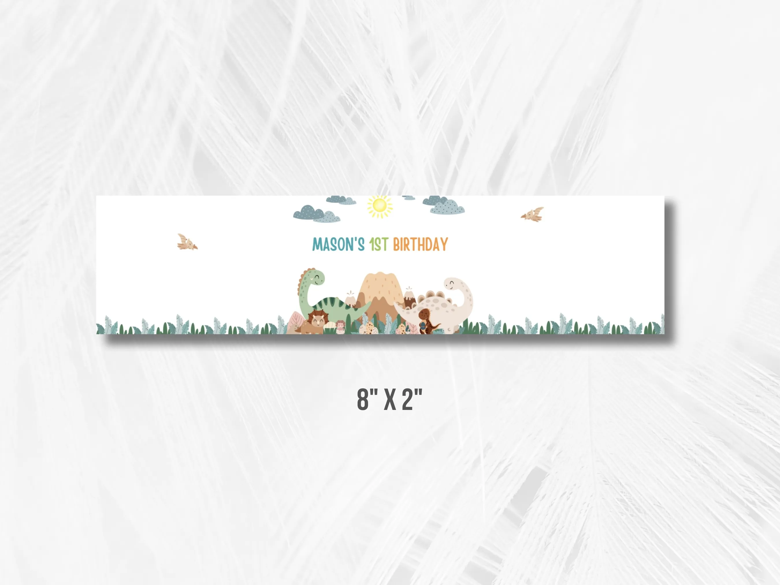 Baby Boy Dinosaur Birthday Water Bottle Labels | Blue Dino Bottle Stickers | Dinosaur Party Bottle Wraps | Editable Canva Template | Digital Download