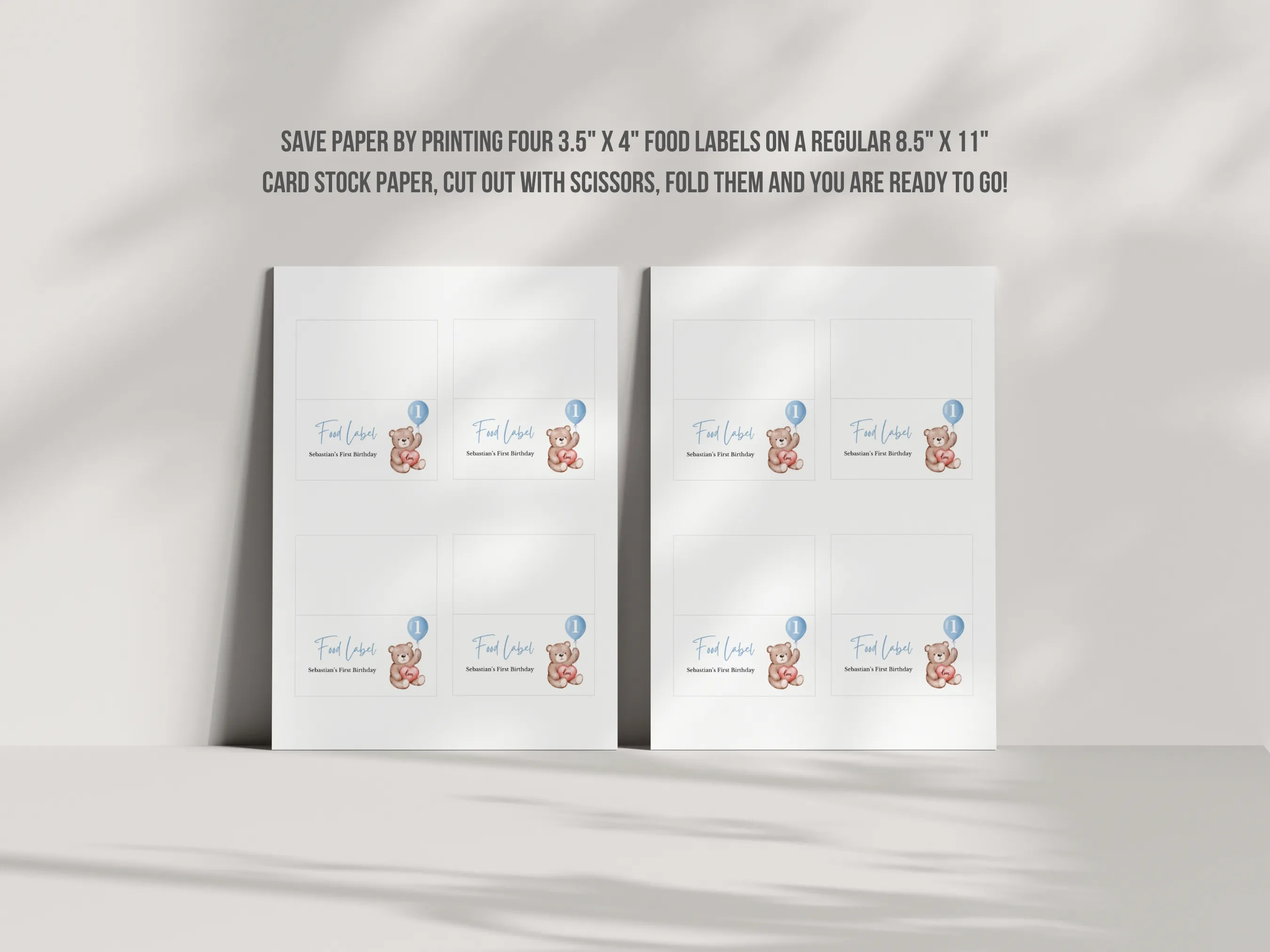 Teddy Bear 1st Birthday Food Tent Cards | Bear Seating Place Cards | Cute Bear Table Labels | Editable Canva Template | Digital Download