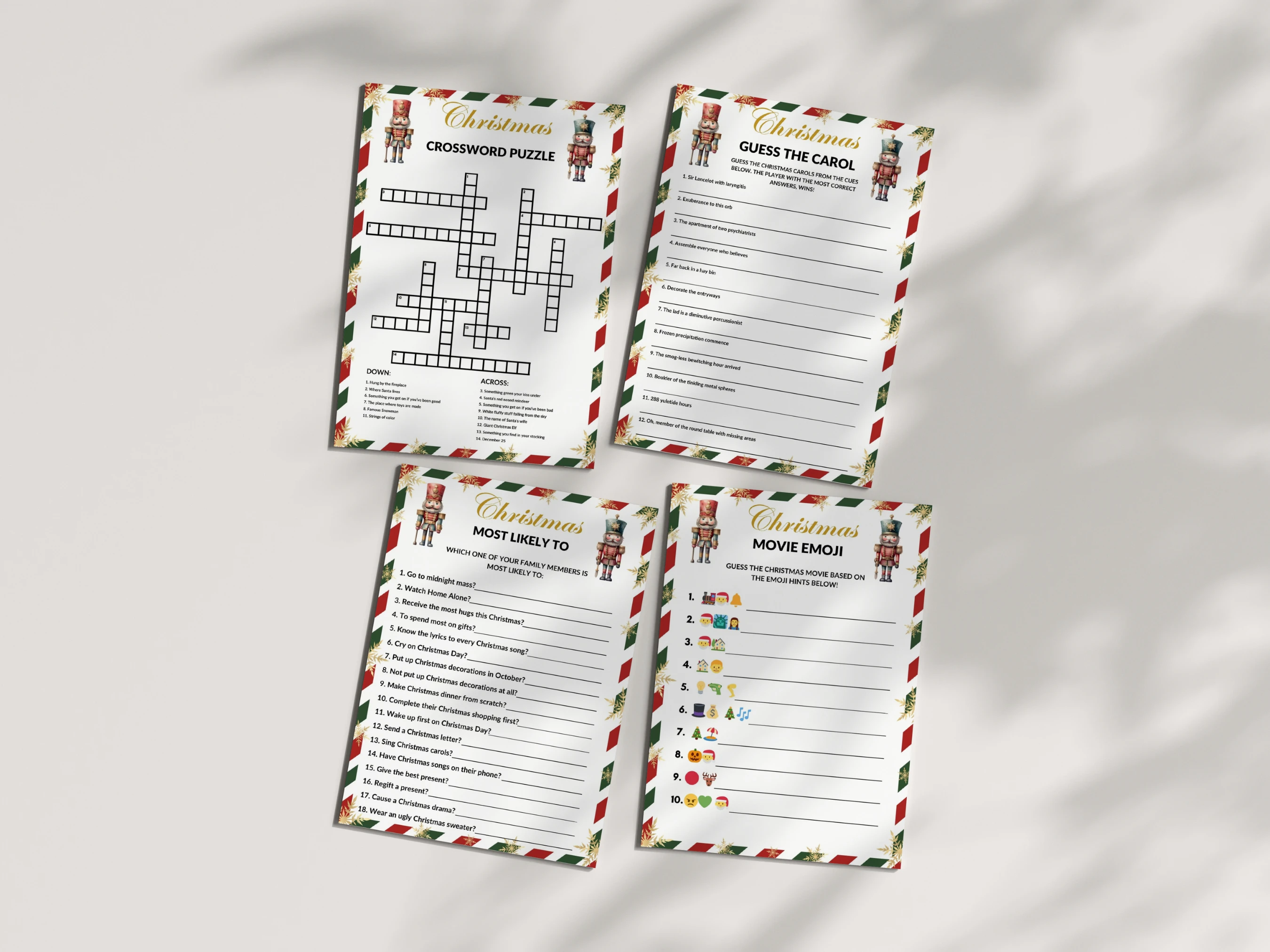 Nutcracker Christmas Games Bundle | 20 Printable Family Party Games | Ready-to-Print Games | Digital Download