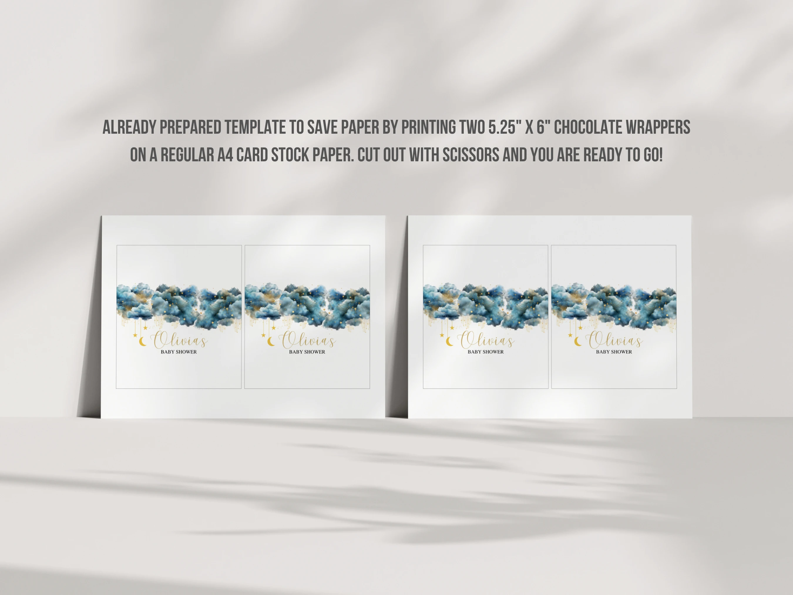 Twinkle Little Star Baby Shower Chocolate Wrapper | Over The Moon Candy Bar Label | Editable Canva Template | Digital Download