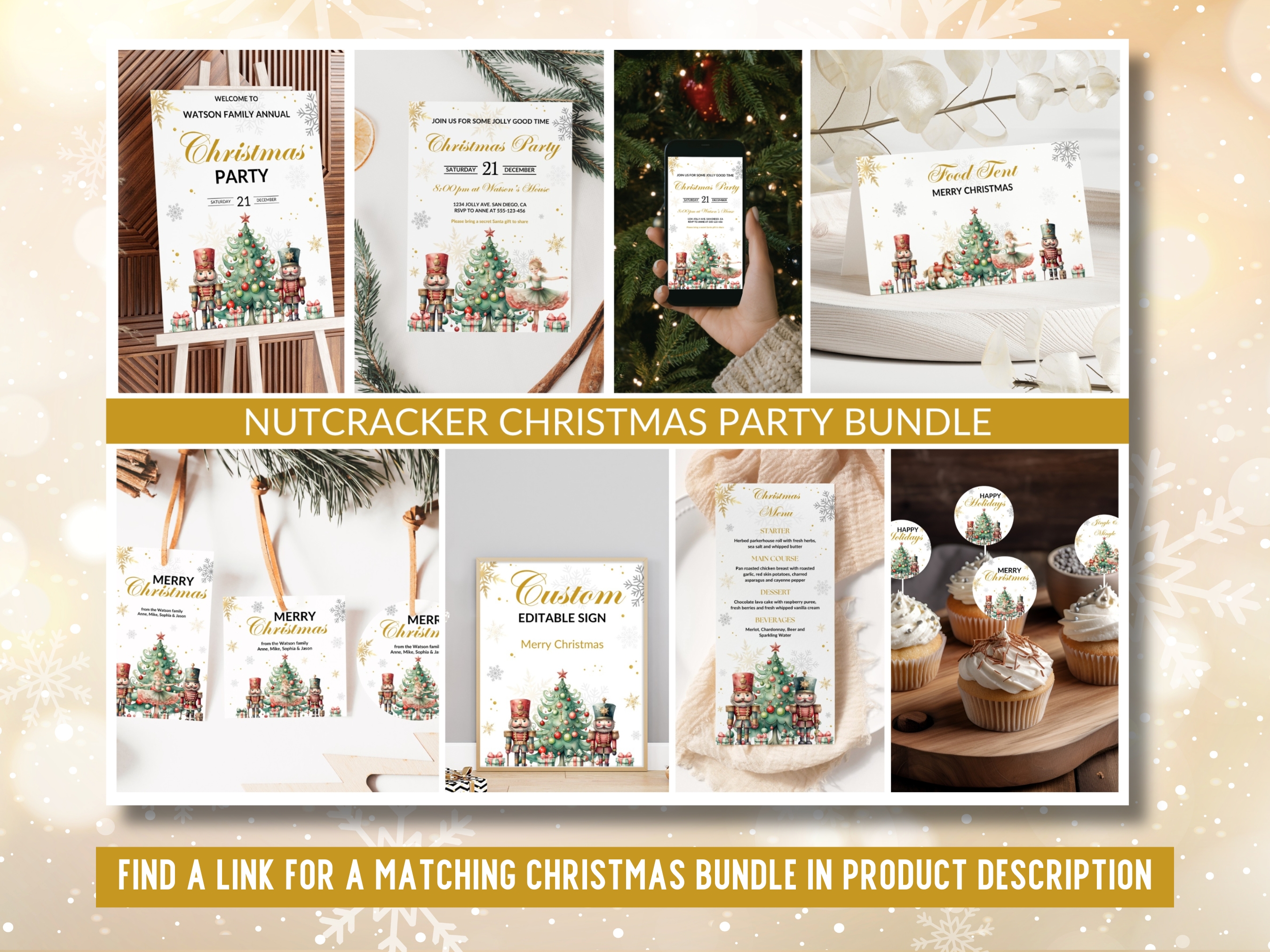 Christmas Welcome Sign | Nutcracker Holiday Party Decor | Editable Canva Template | Digital Download