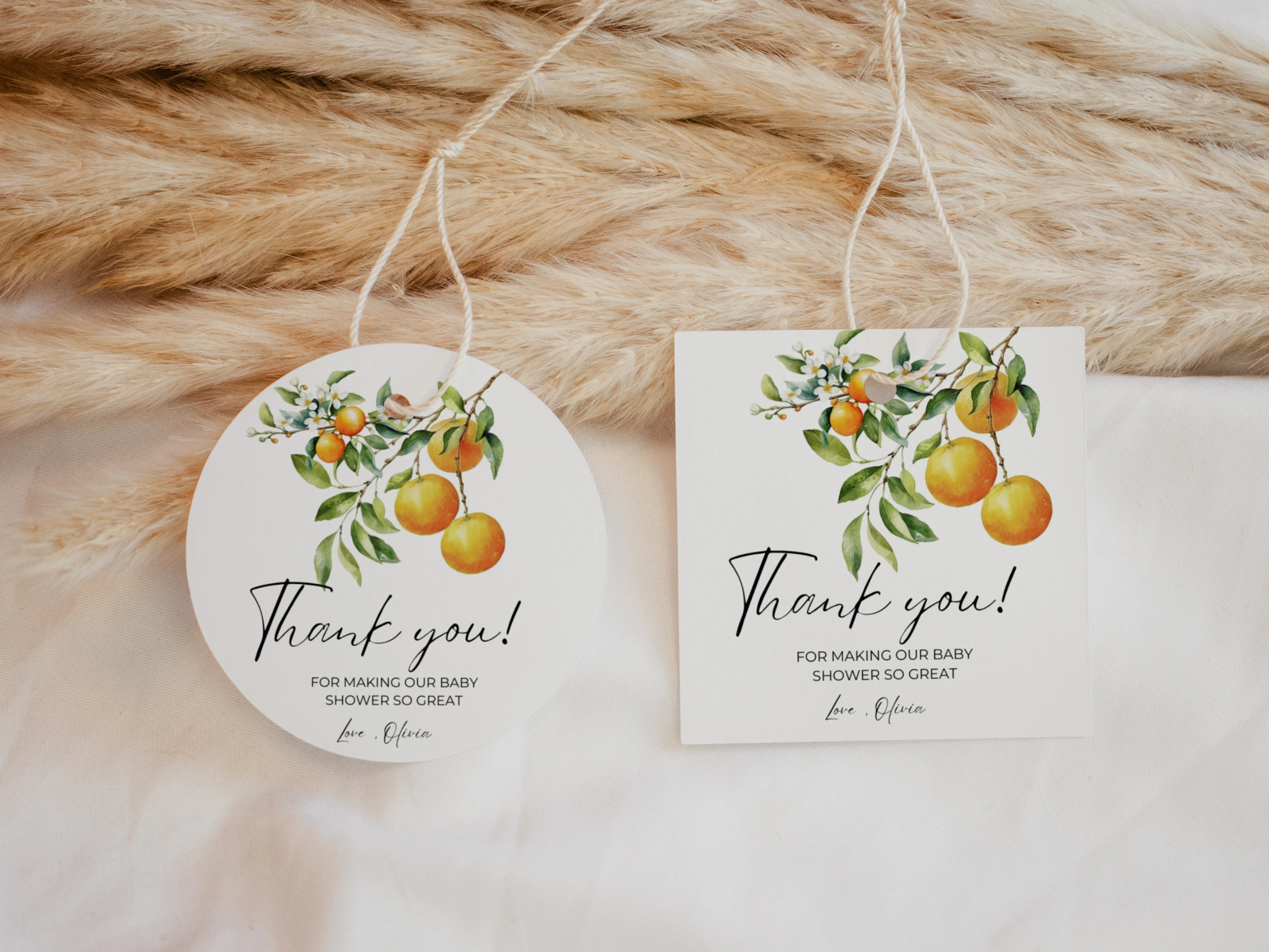 Little Cutie Baby Shower Thank You Tags | Orange Clementine Favor Tags | Editable Canva Template | Digital Download