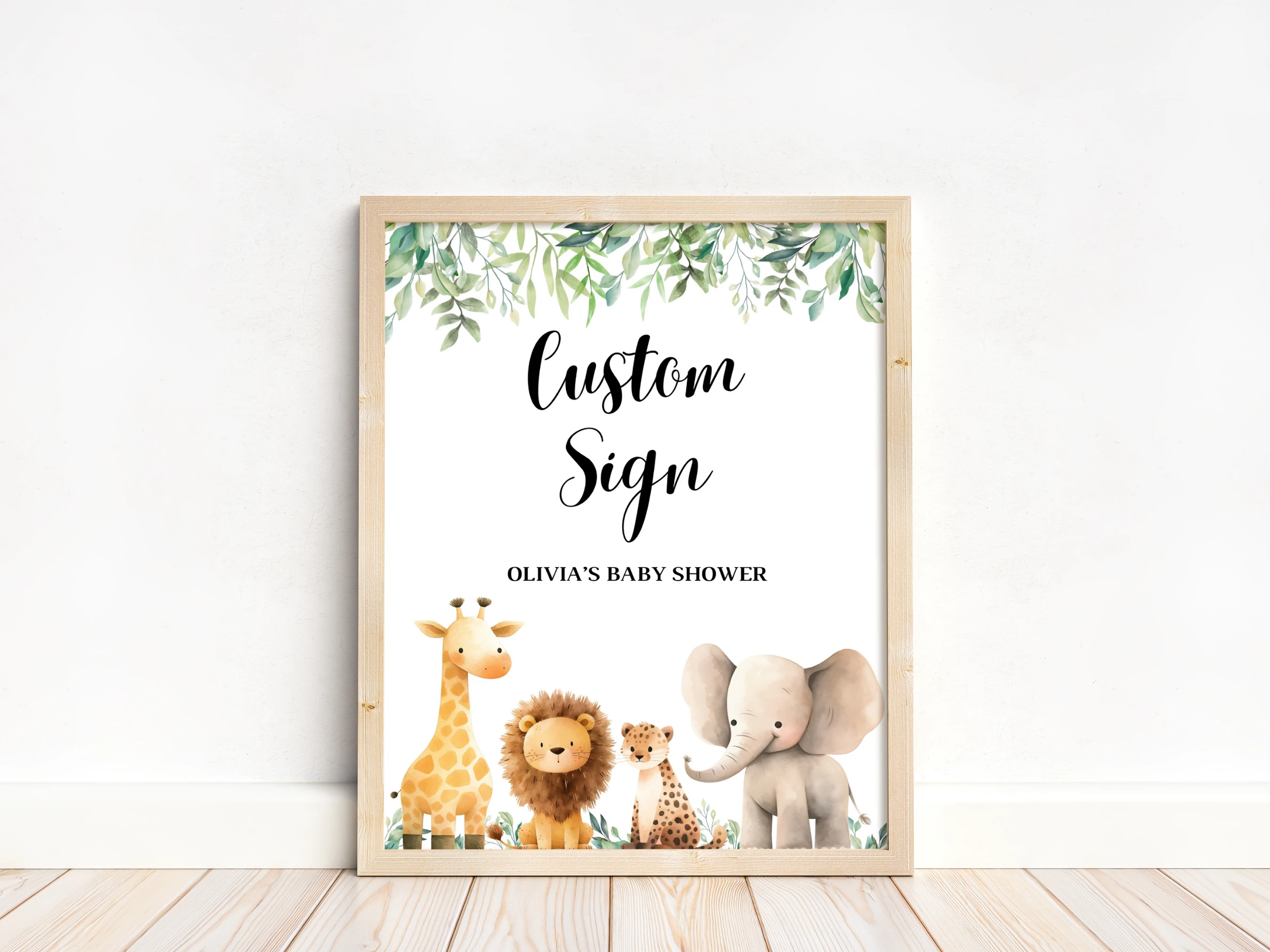 Safari Baby Shower Table Sign | Jungle Animals Late Night Diapers Sign | Pacifier Hunt Sign | Editable Canva Template | Digital Download