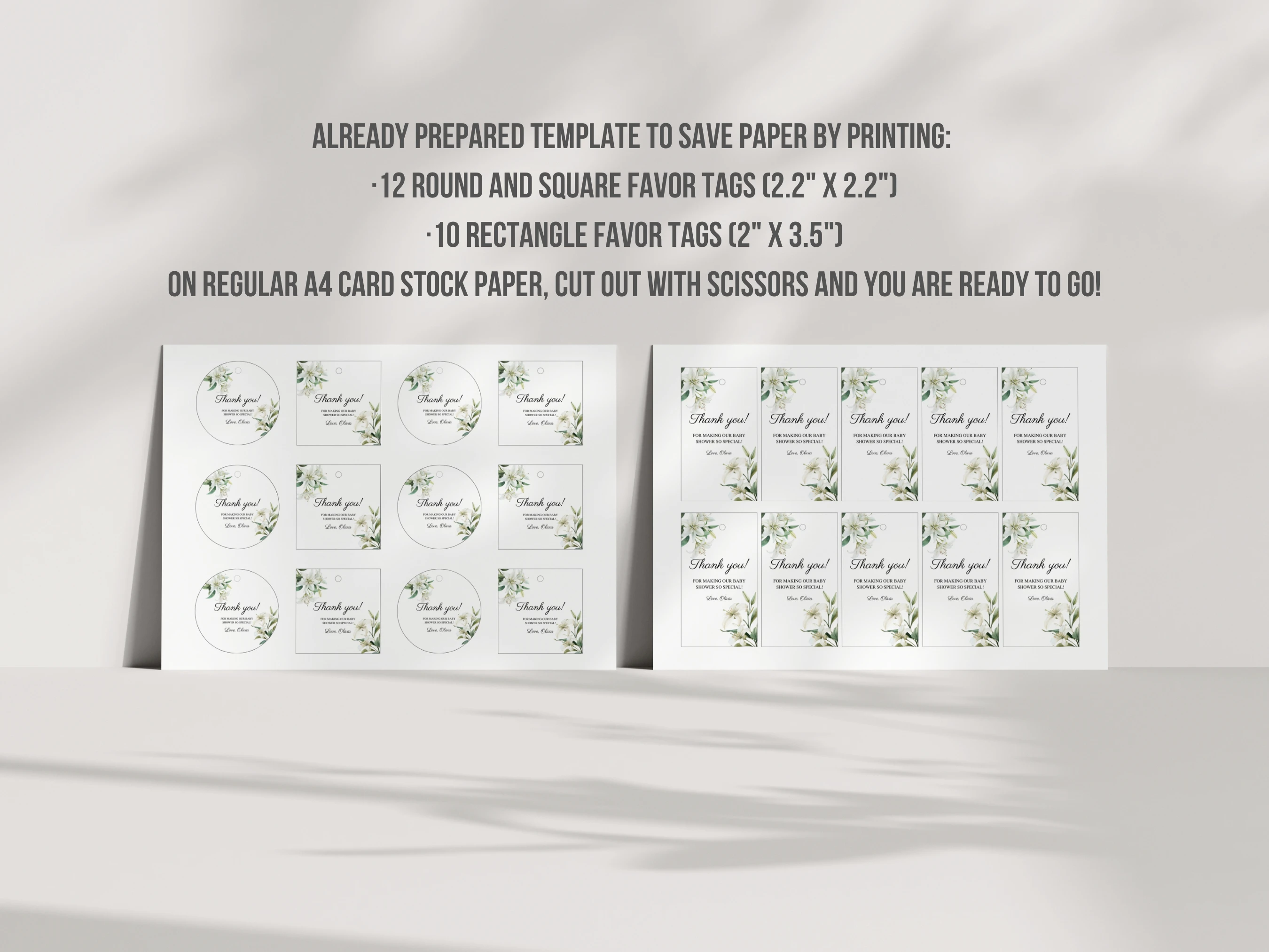 Baby In Bloom Baby Shower Thank You Tags | Wildflower Greenery Spring Favor Tags | Editable Canva Template | Digital Download