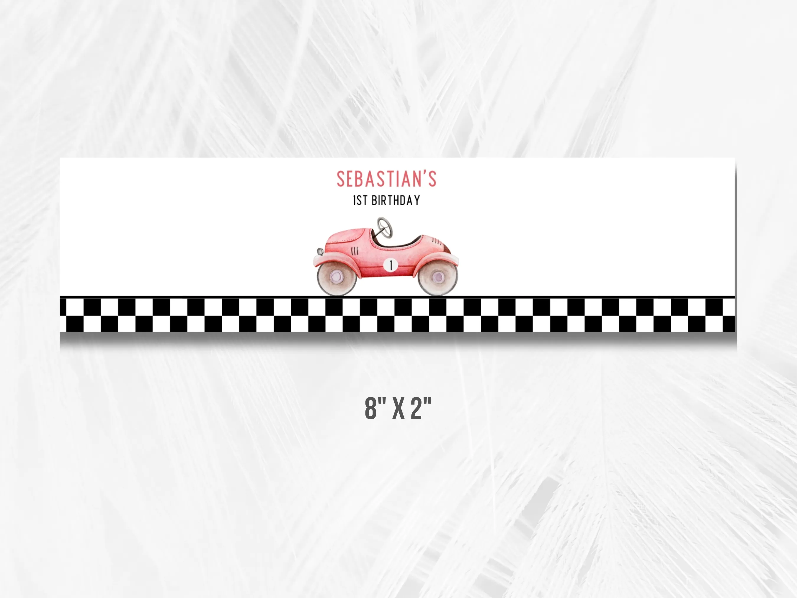 Fast One Birthday Water Bottle Labels | Red Race Car Bottle Stickers | Racing Party Bottle Wraps | Editable Canva Template | Digital Download