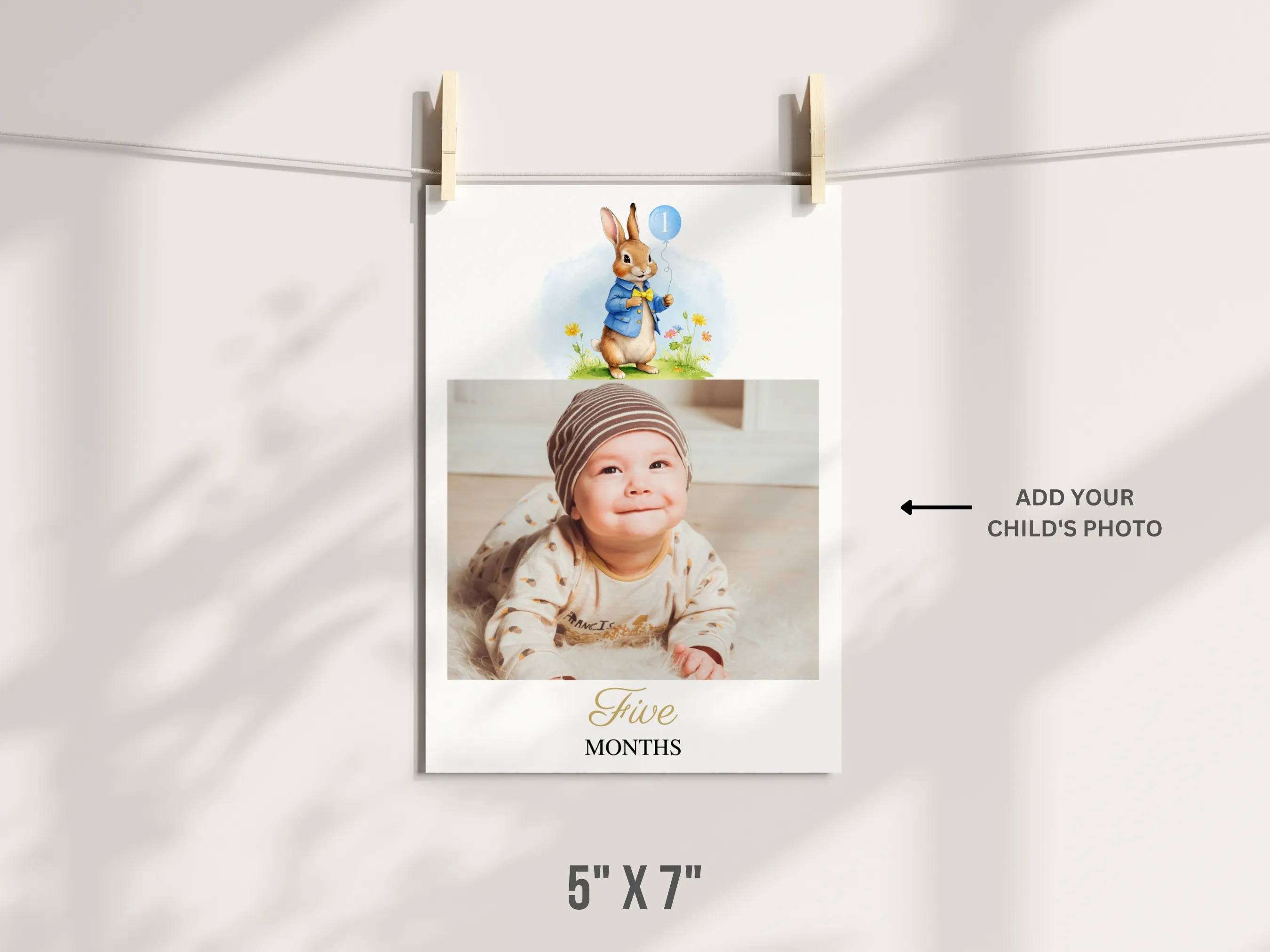 Peter Rabbit Baby Milestone Cards | Monthly Photo Banner | 1st Birthday Editable Canva Template | Digital Download
