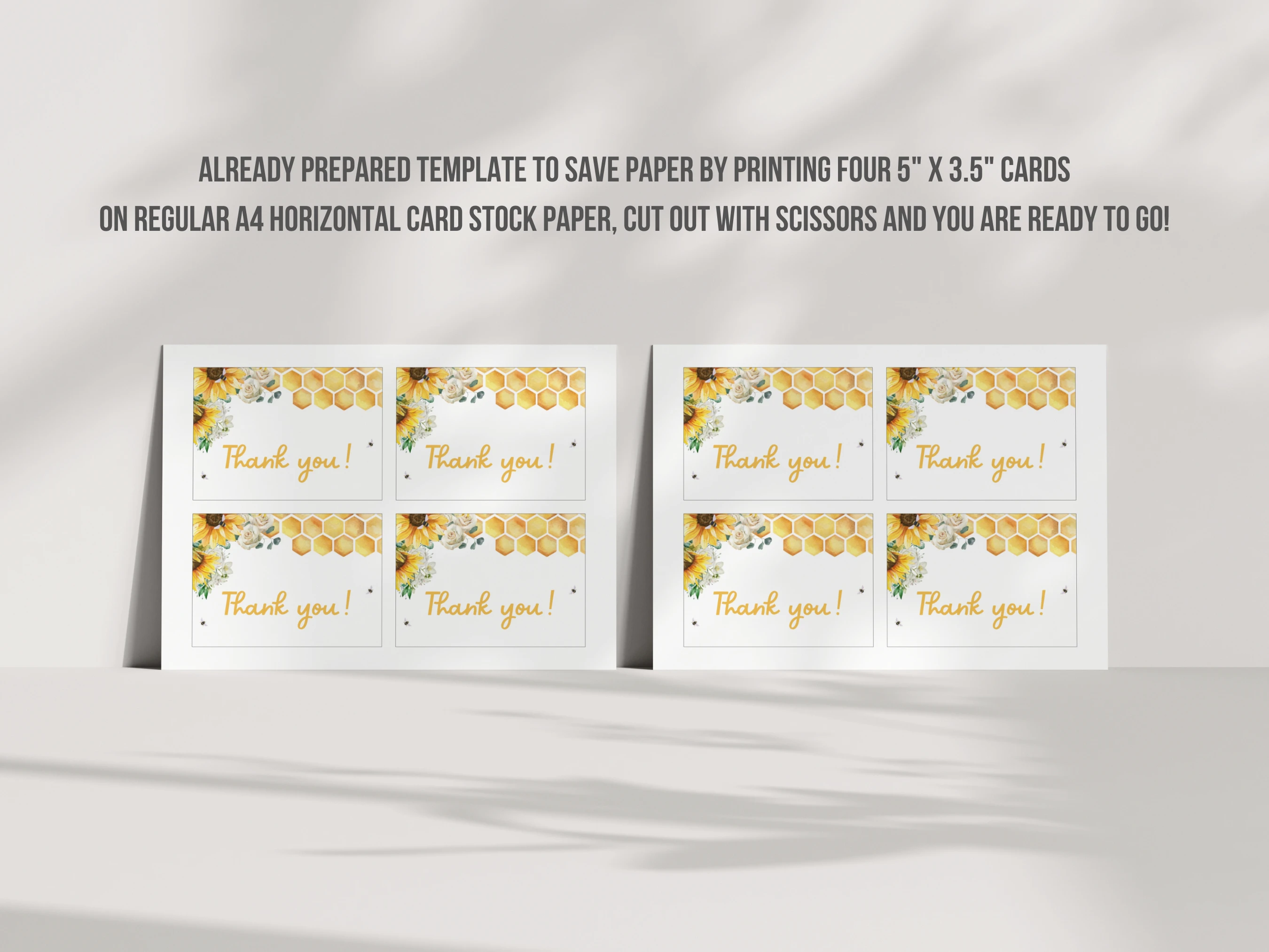 Bumble Bee Baby Shower Thank You Card | Sunflower Honey Bee Baby Shower Thank You Note | Editable Canva Template | Digital Download