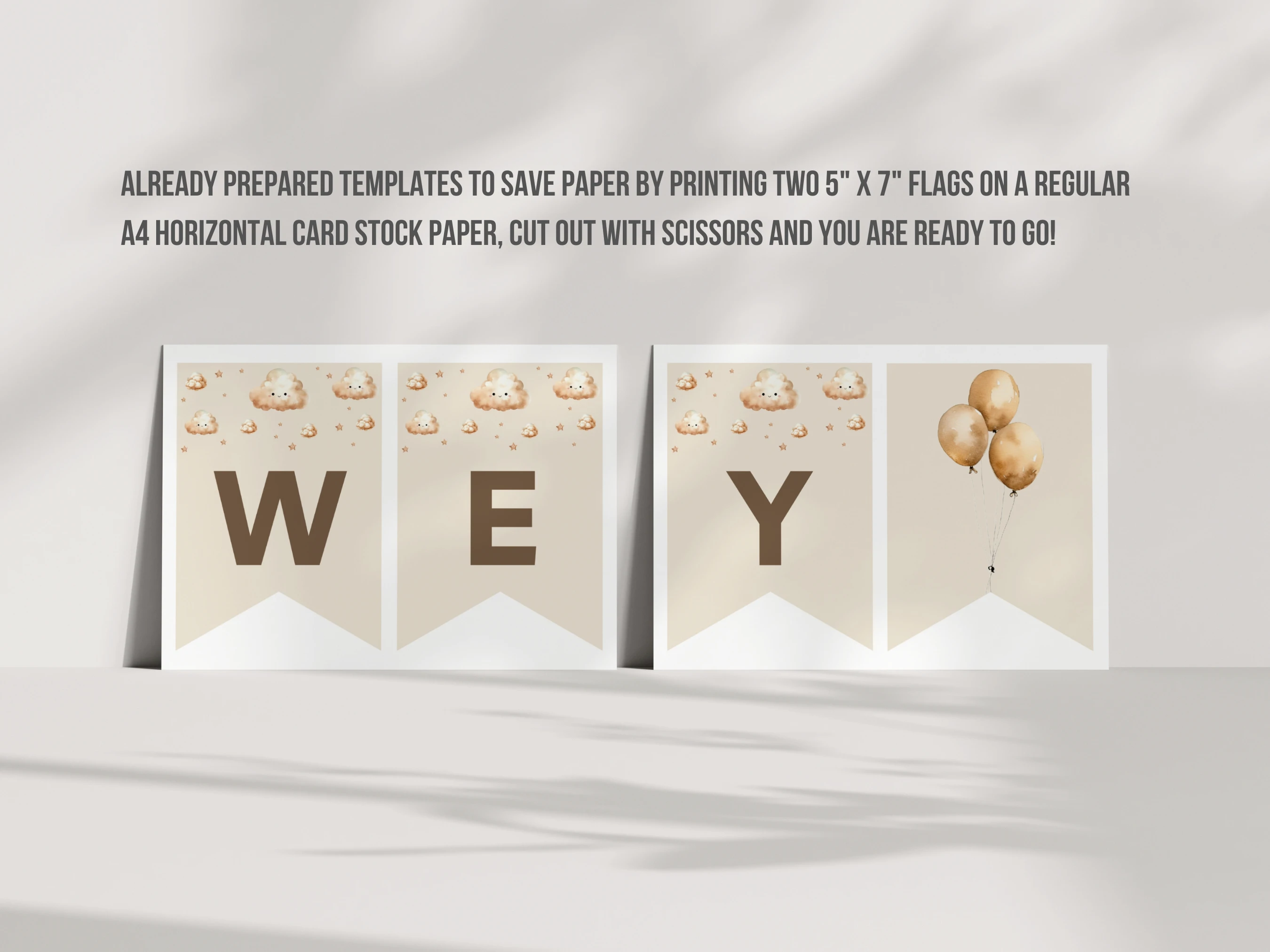 Teddy Bear Baby Shower Wall Banner | Over The Moon Baby Shower Welcome Garland | Editable Canva Template | Digital Download