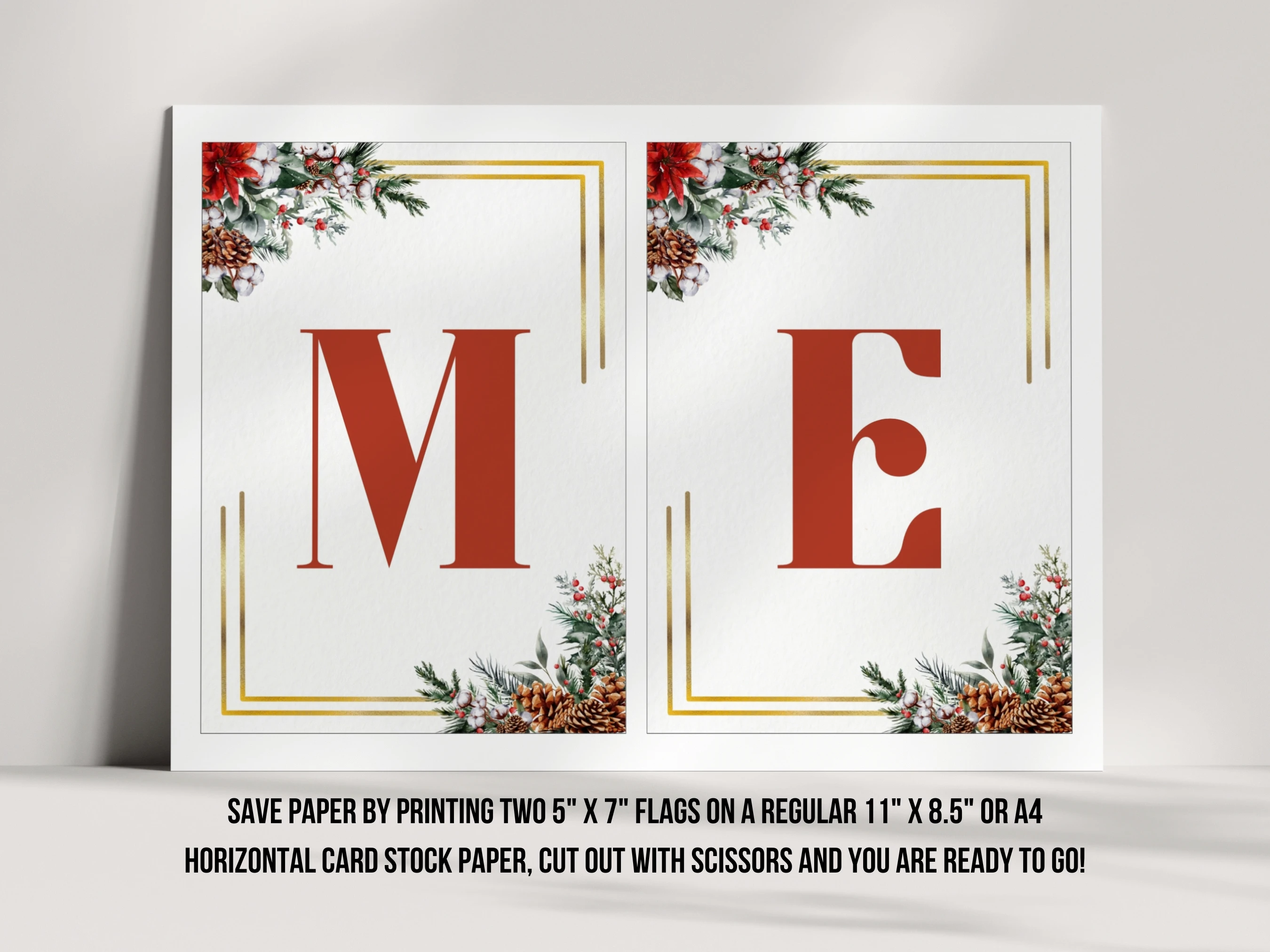 Printable Merry Christmas Banner Template | Festive Garland Decoration | Editable Canva Template | Digital Download