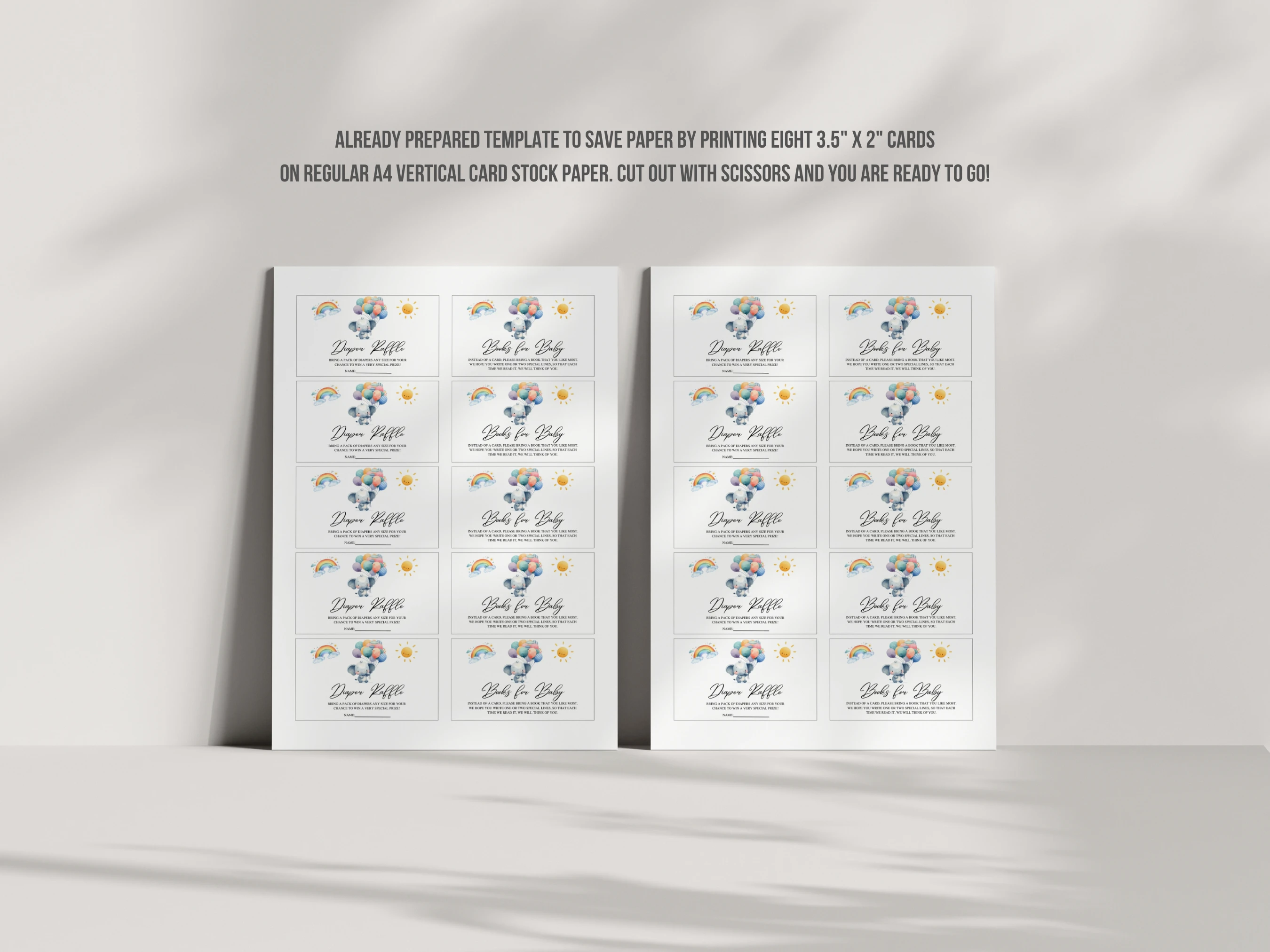 Elephant Baby Shower Diaper Raffle Card | Little Peanut Books For Baby Card | Editable Canva Template | Digital Download