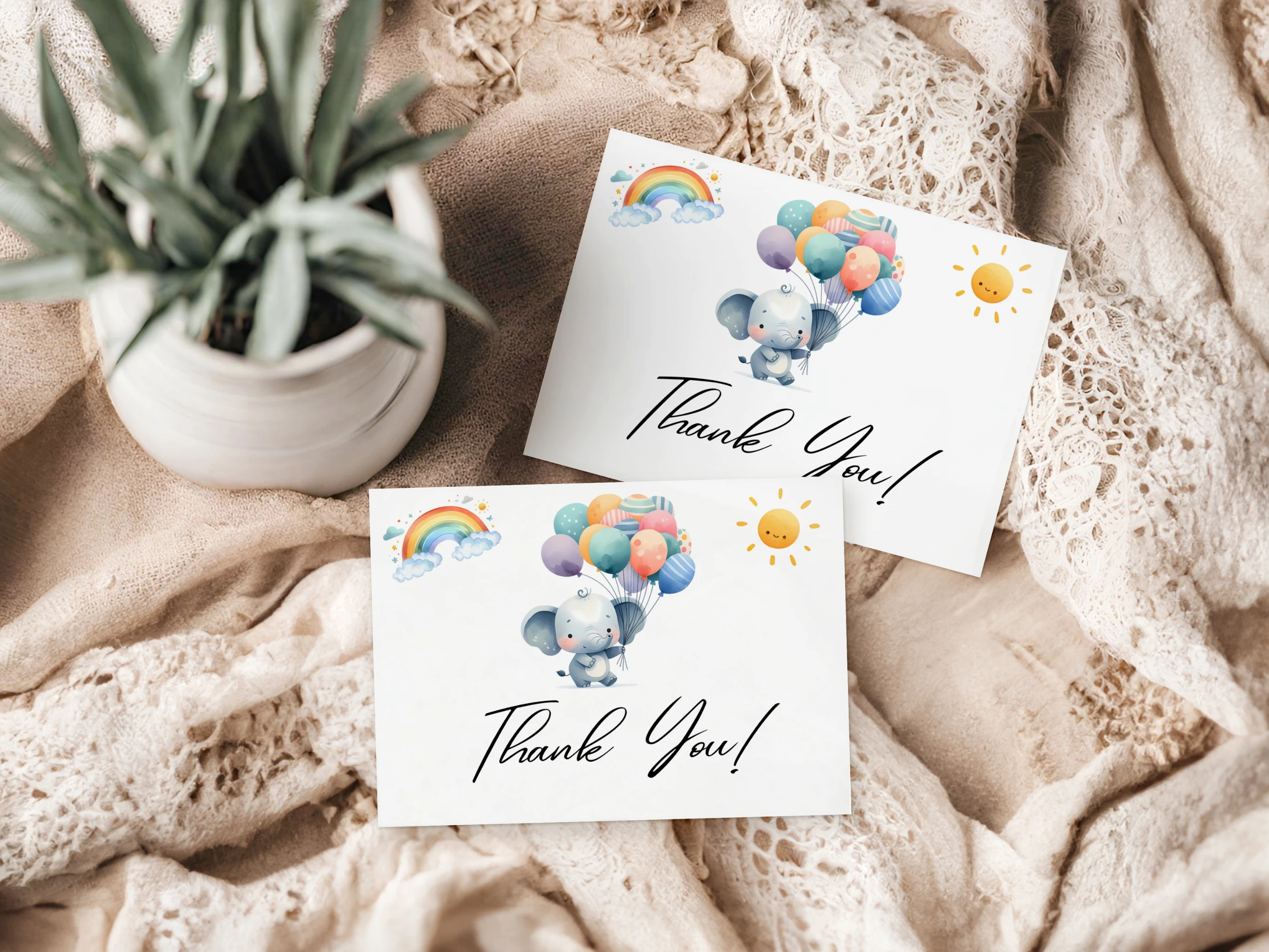 elephant baby shower thank you card, little peanut baby shower thank you note, blue elephant balloon thank you card printable, elephant baby shower thank you template, editable baby shower thank you card Canva