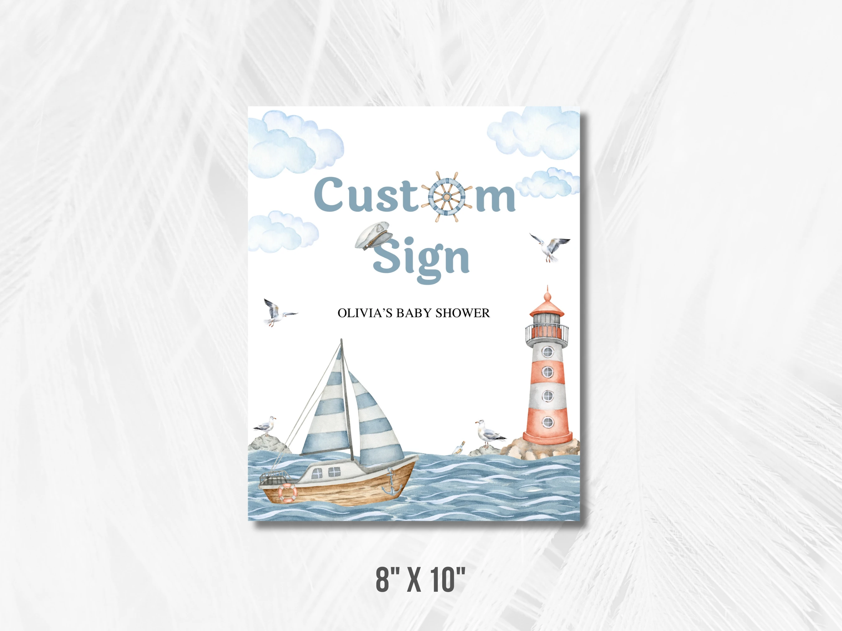 Nautical Baby Shower Table Sign | Ahoy It's a Boy Pacifier Hunt Sign | Pacifier Hunt Sign | Editable Canva Template | Digital Download