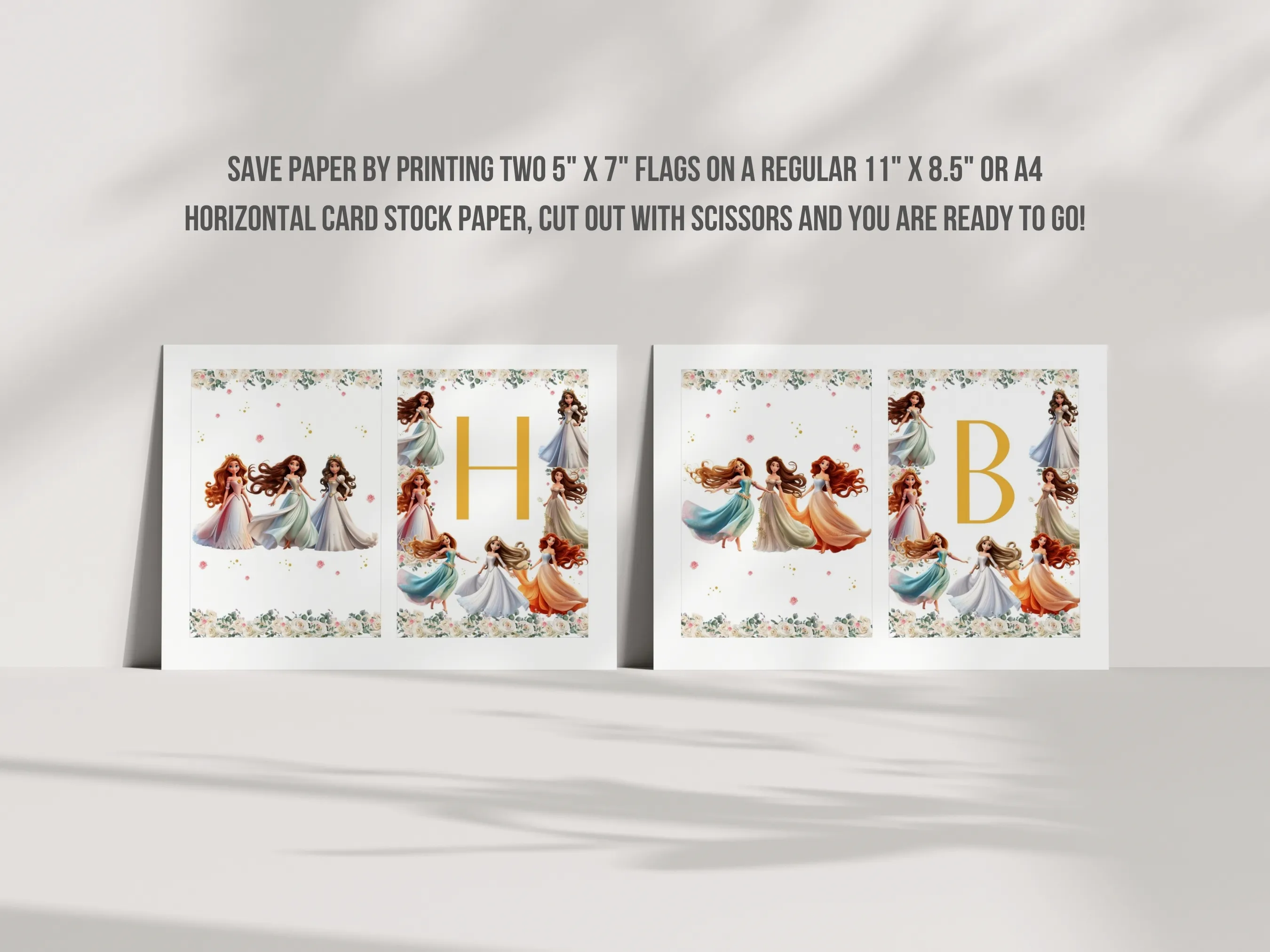 Princess Party Happy Birthday Banner | Royal Birthday Party Bunting | Editable Canva Template | Digital Download