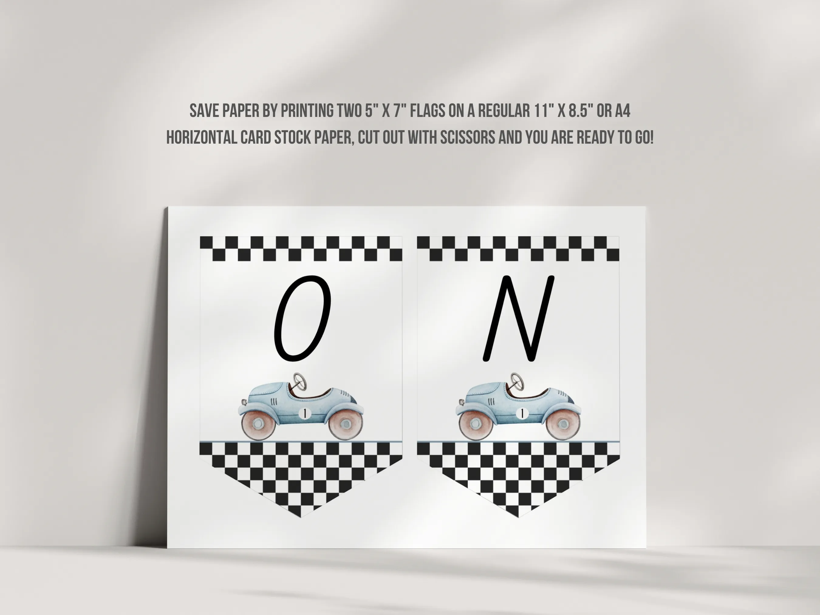 Fast One Birthday High Chair Banner | Blue Vintage Race Car ONE Banner | Editable Canva Template | Digital Download