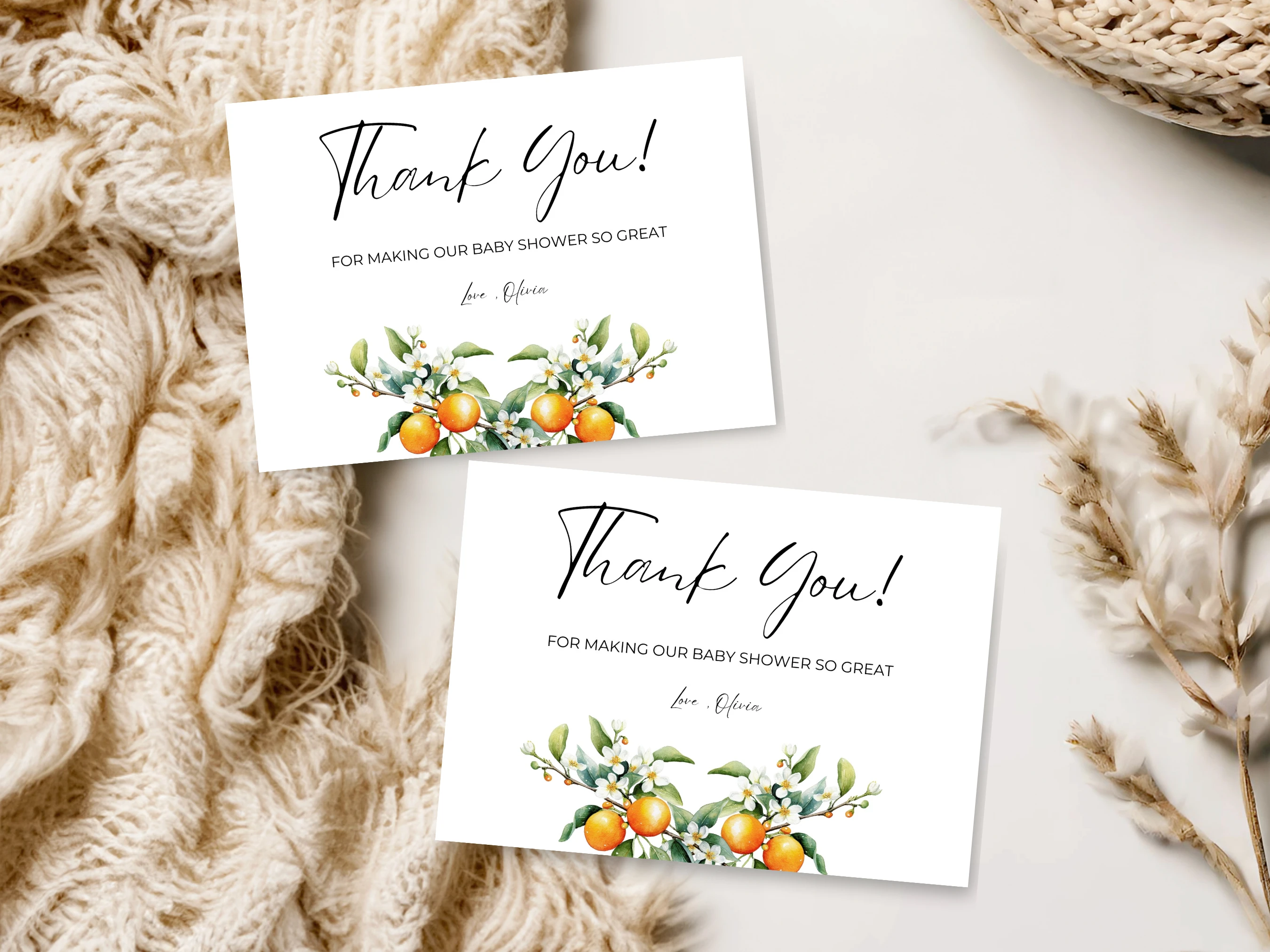 Little Cutie Baby Shower Invitation Set | Orange Clementine Starter Pack For Baby Girl | Editable Canva Template | Digital Download