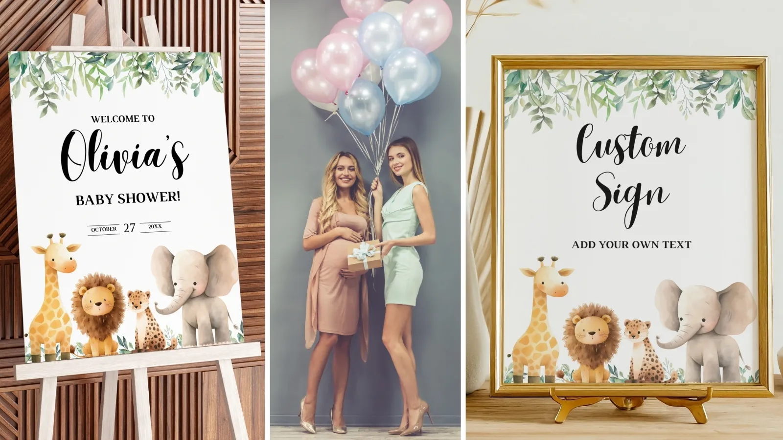 Baby shower decorations and invitations bundle collection with editable Canva templates for signs, games, posters, and party essentials, digital download.”