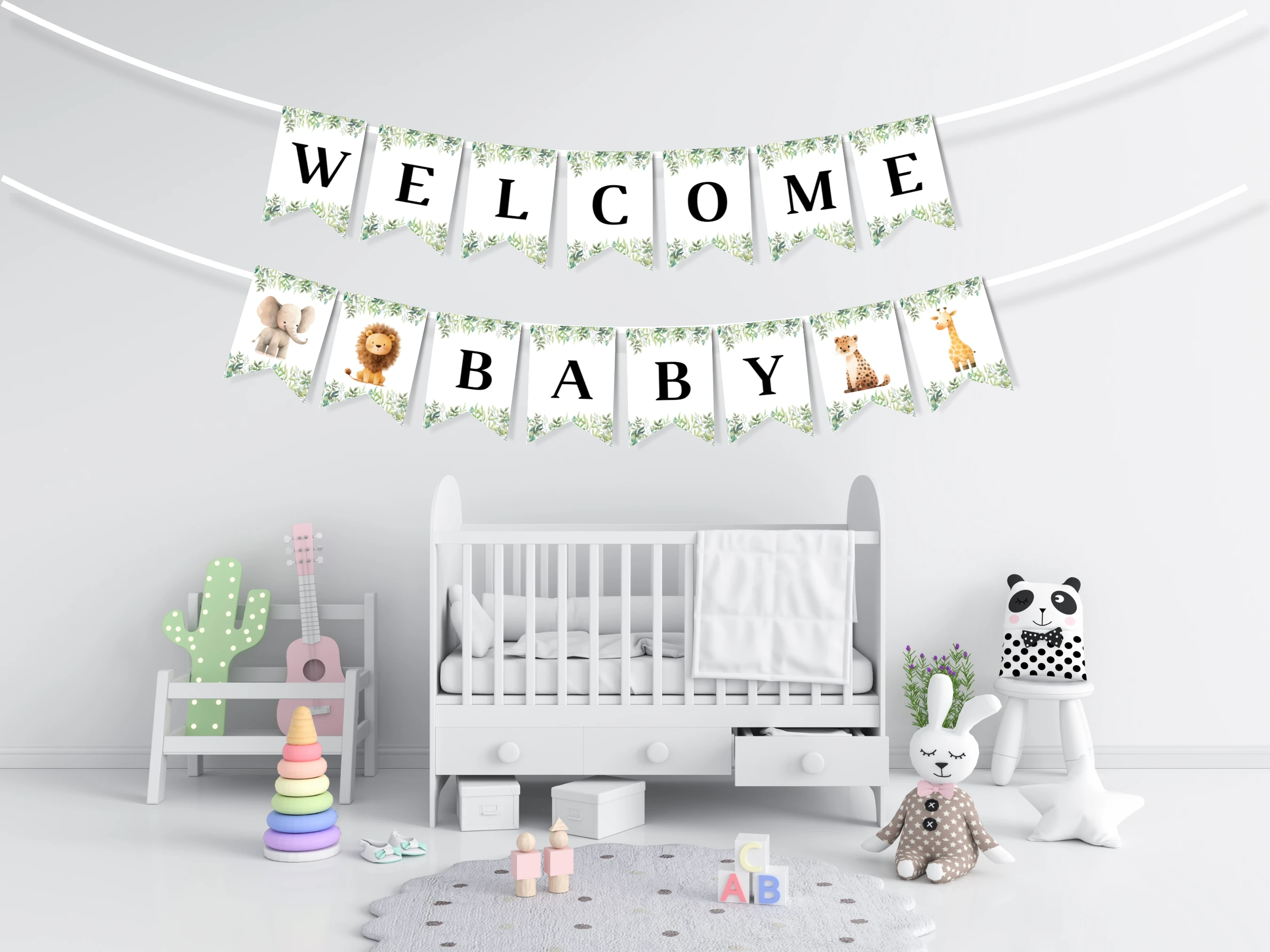 safari baby shower banner, jungle theme baby shower banner, jungle baby shower decorations banner, printable baby shower banner decor, editable baby shower banner Canva