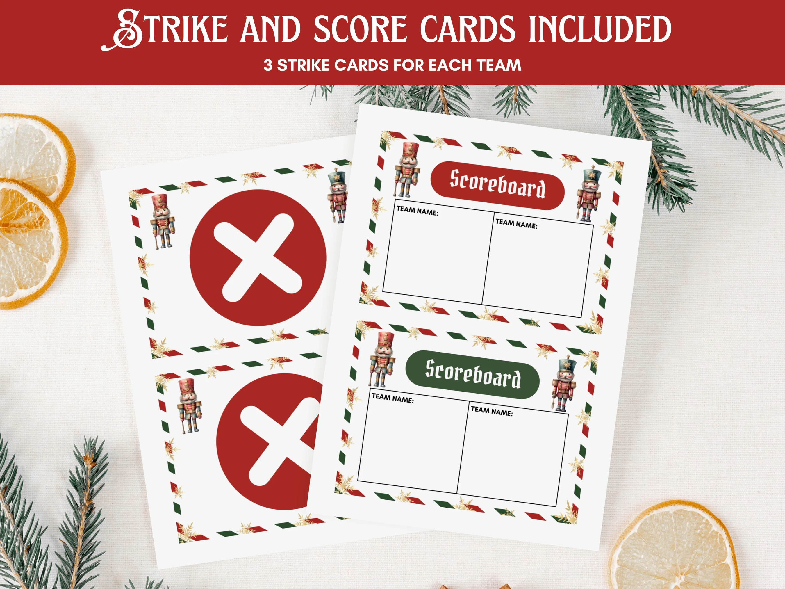 Nutcracker Christmas Feud Game | 60 Family Holiday Survey Cards | Ready-to-Print Game | Digital Download