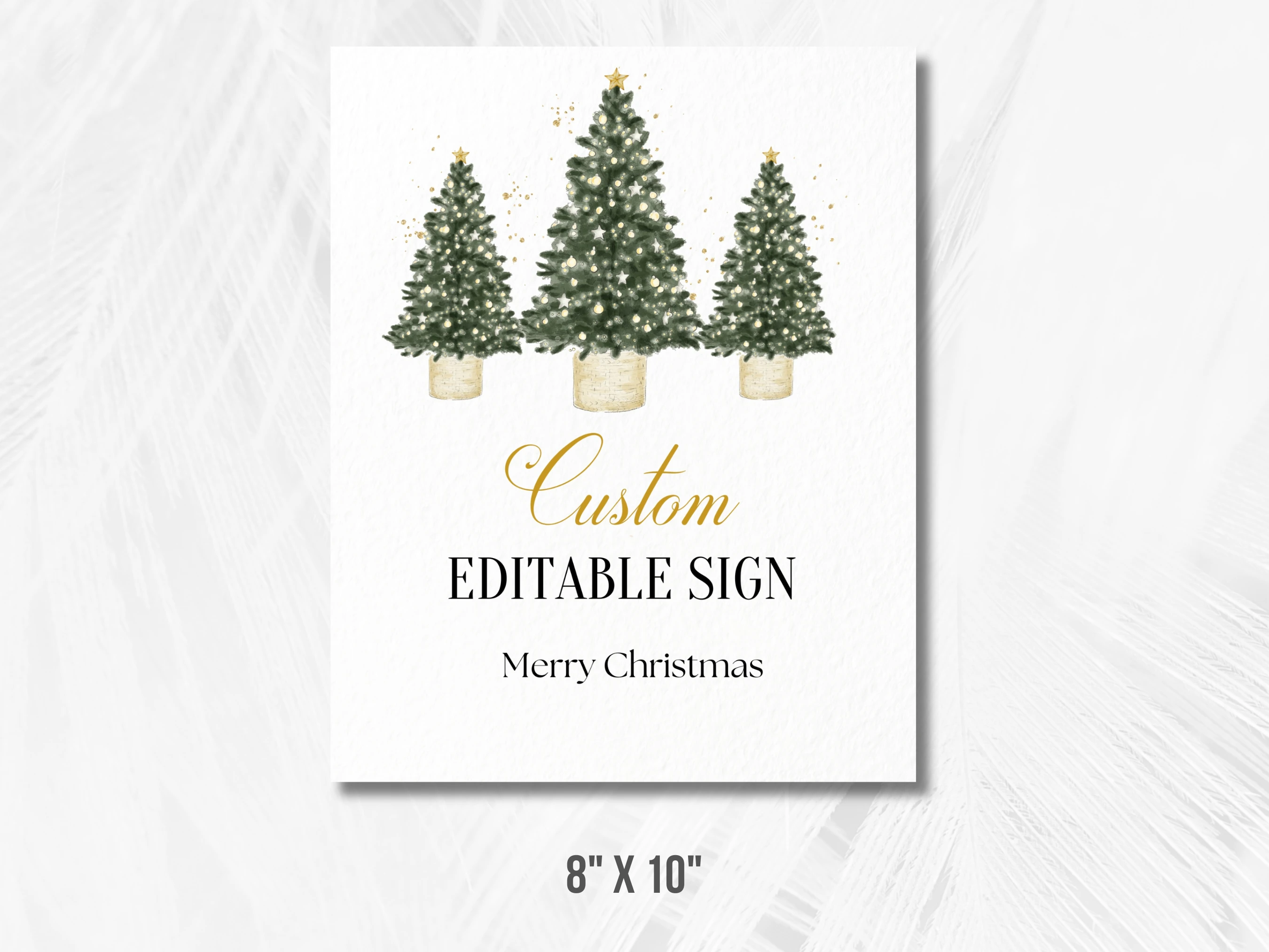 Green & Gold Christmas Custom Sign | Christmas Tree Table Decor | Editable Canva Template | Digital Download
