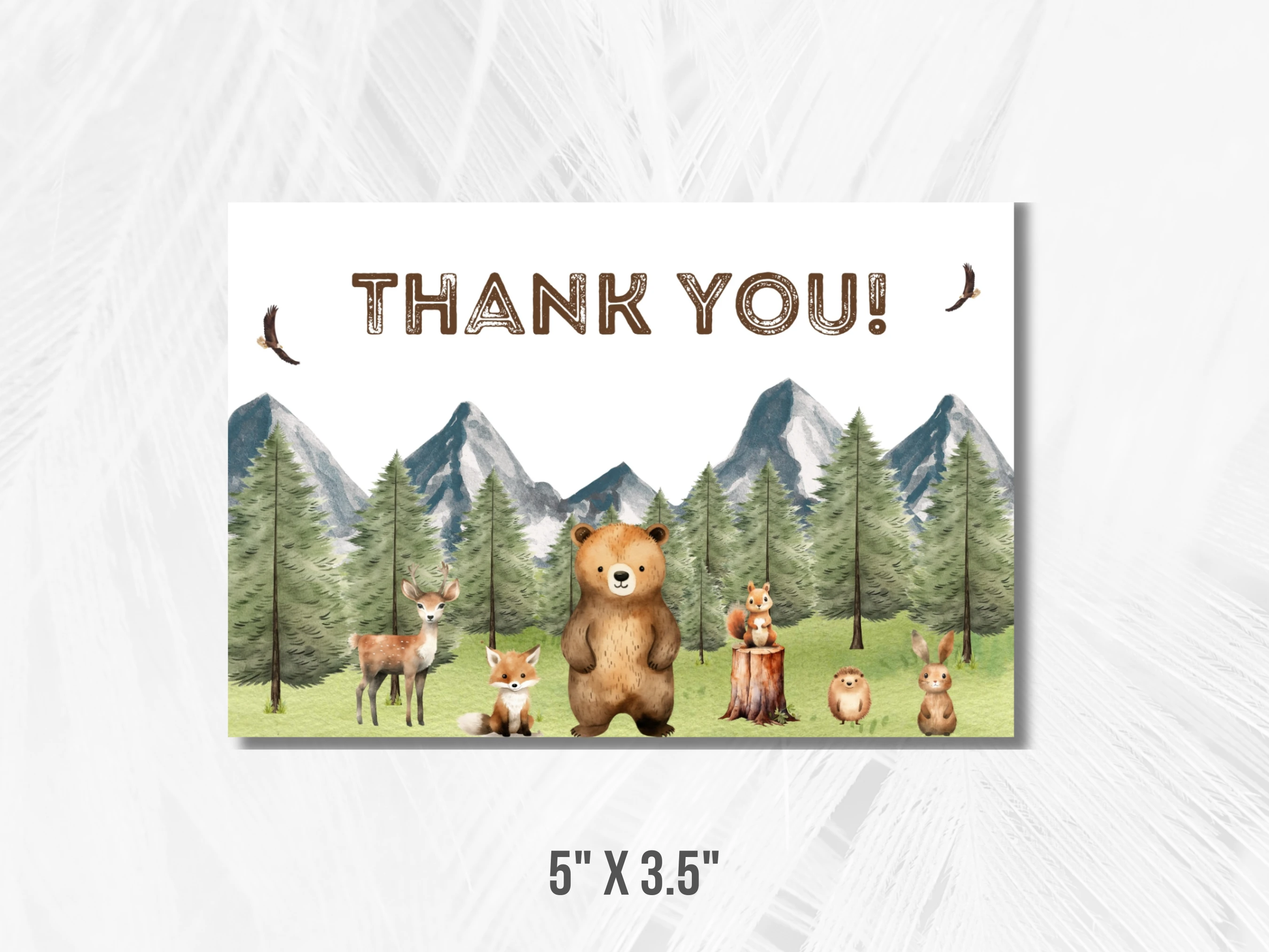 Woodland Baby Shower Thank You Card | Forest Animals Baby Shower Thank You Note | Editable Canva Template | Digital Download