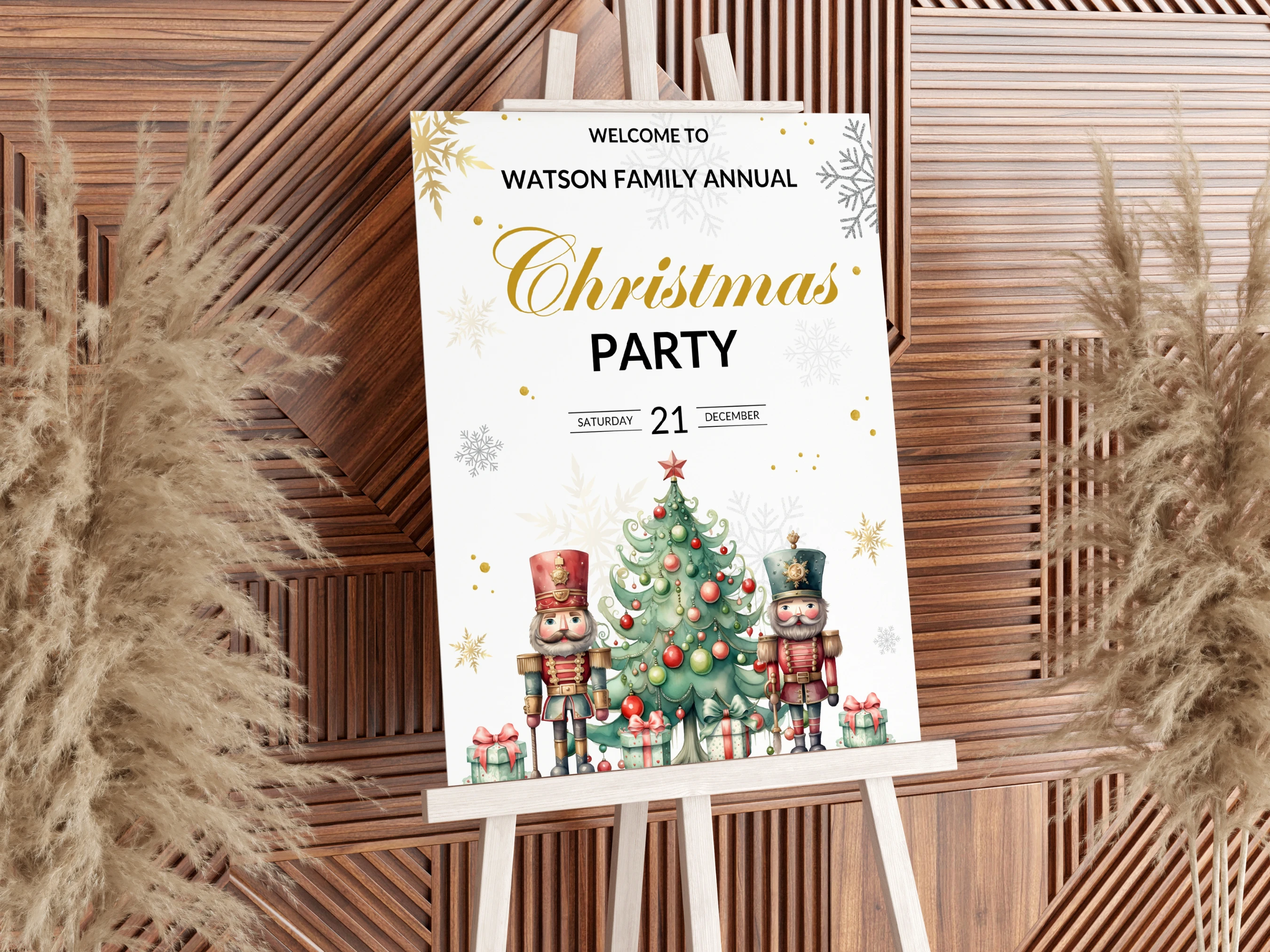 Nutcracker Christmas Welcome Sign Template Holiday Party Decor Editable Canva Design Digital Download