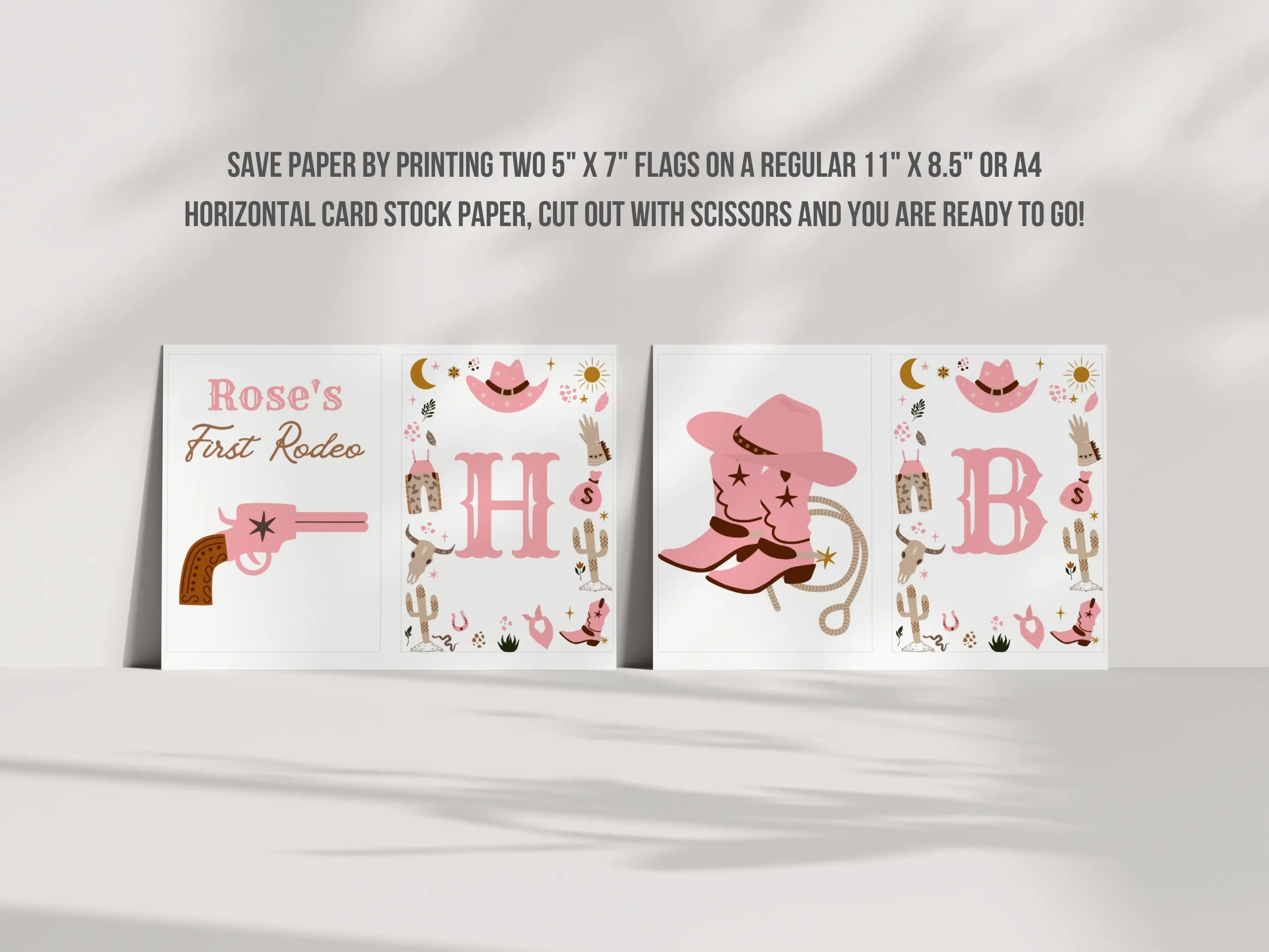 My First Rodeo Birthday Banner | Cowgirl Happy Birthday Banner | Western Birthday Bunting | Editable Canva Template | Digital Download