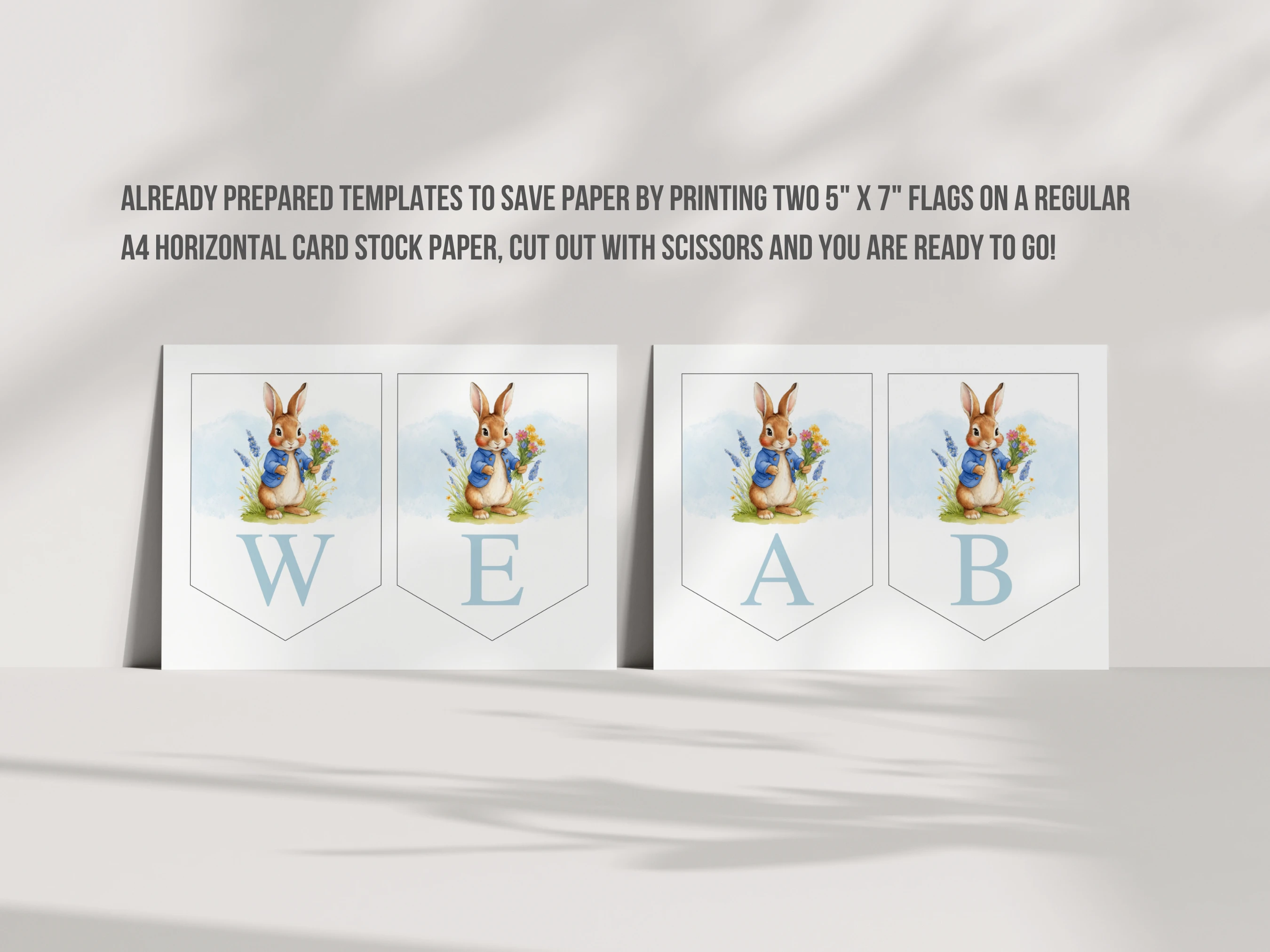 Peter Rabbit Baby Shower Wall Banner | Flopsy Bunny Baby Shower Welcome Garland | Editable Canva Template | Digital Download