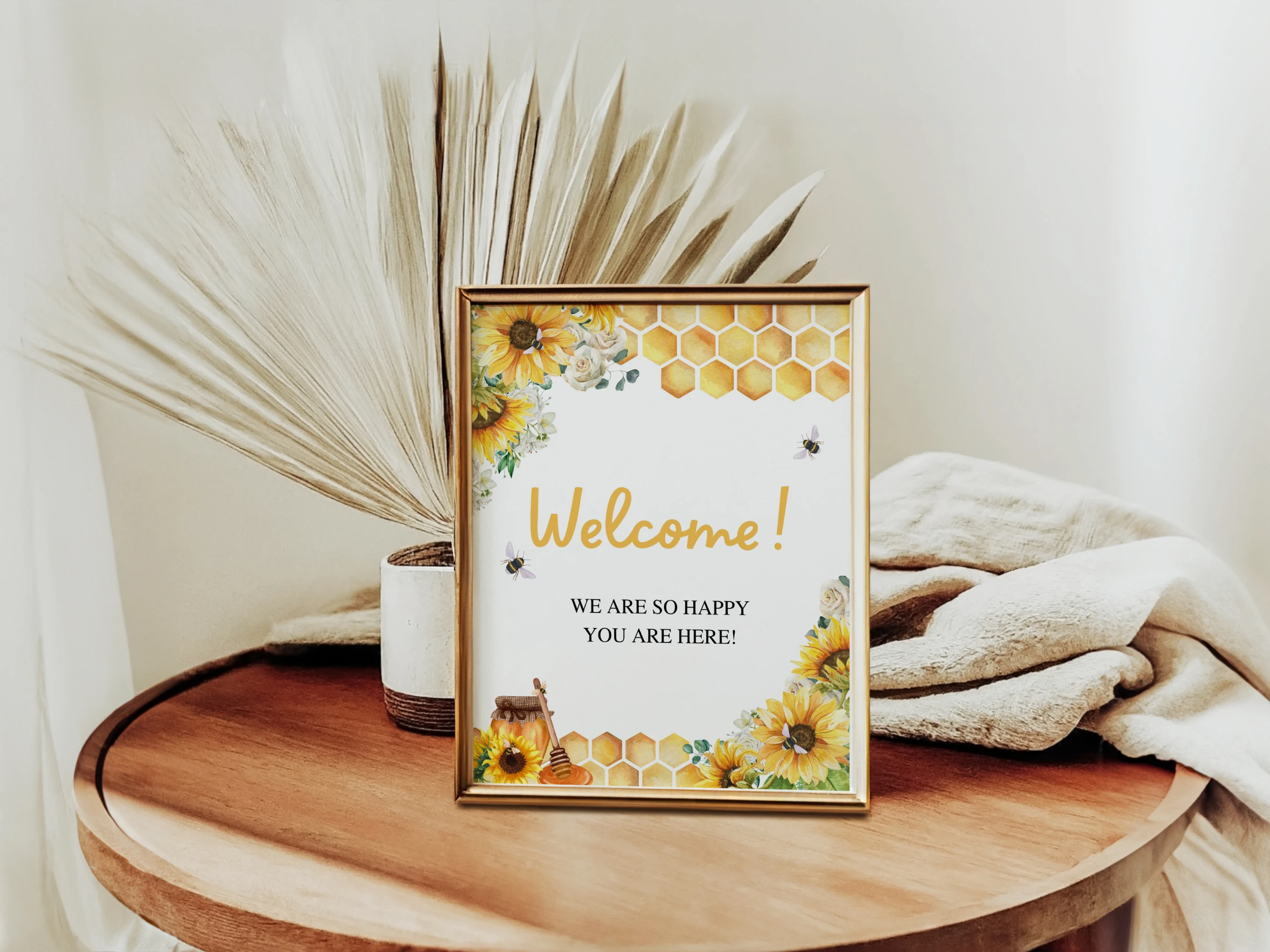 Bumble Bee Baby Shower Table Signs | Sunflower Late Night Diapers Sign | Pacifier Hunt Sign | Editable Canva Template | Digital Download