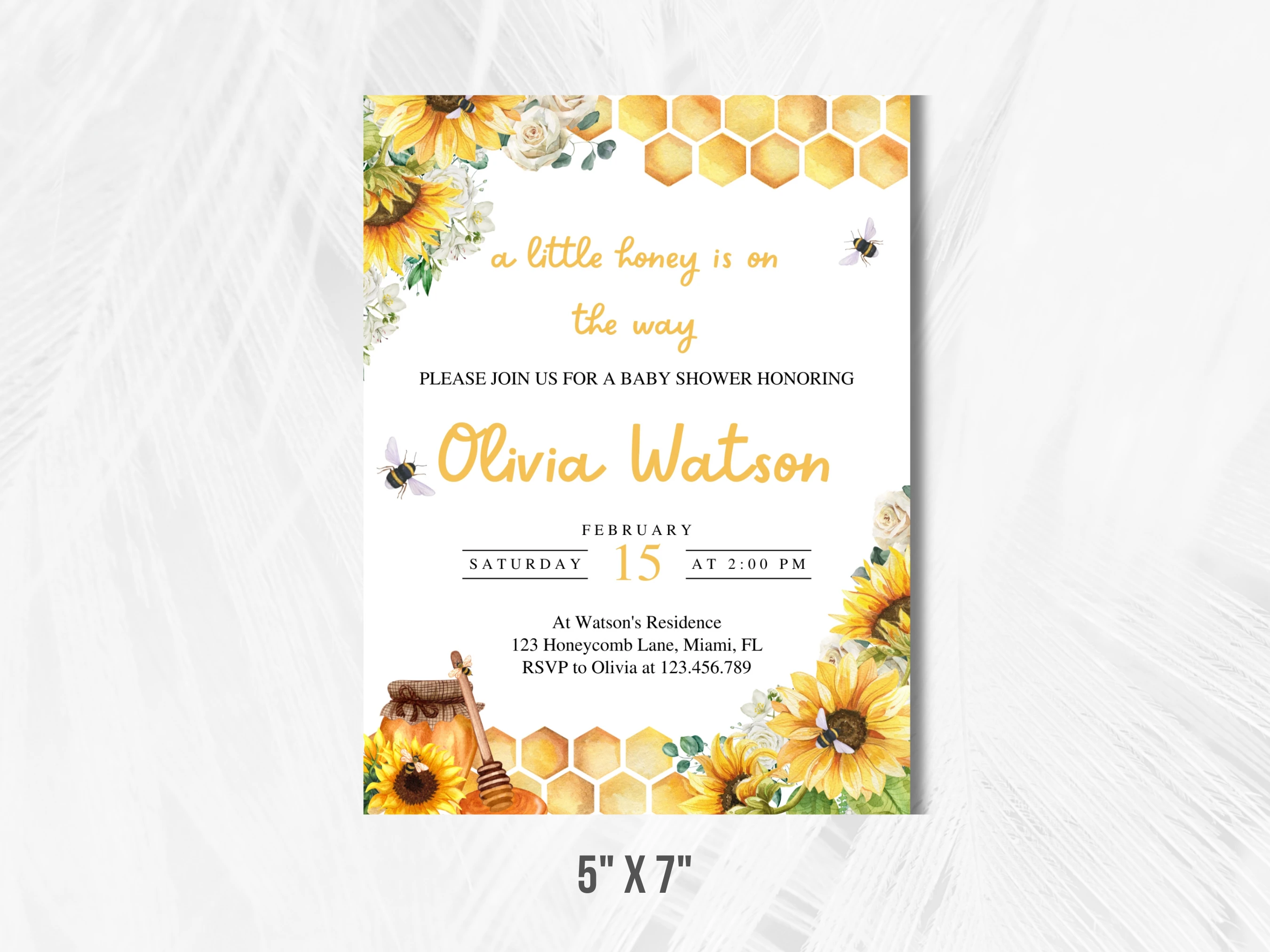 Honey Bee Baby Shower Invitation | Sunflower Baby Shower Invite | Bumble Bee Baby Shower Party | Editable Canva Template | Digital Download