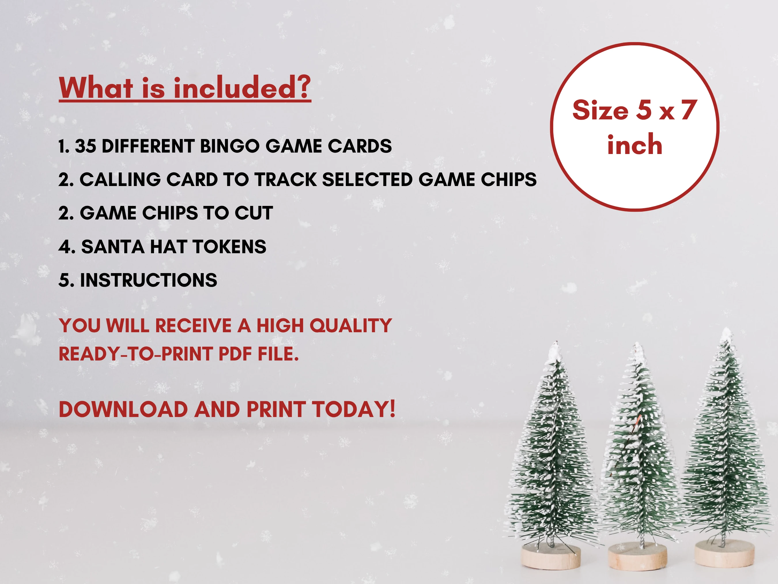 Printable Christmas Bingo Game | 35 Festive Holiday Cards | Ready-to-Print Game | Digital Download