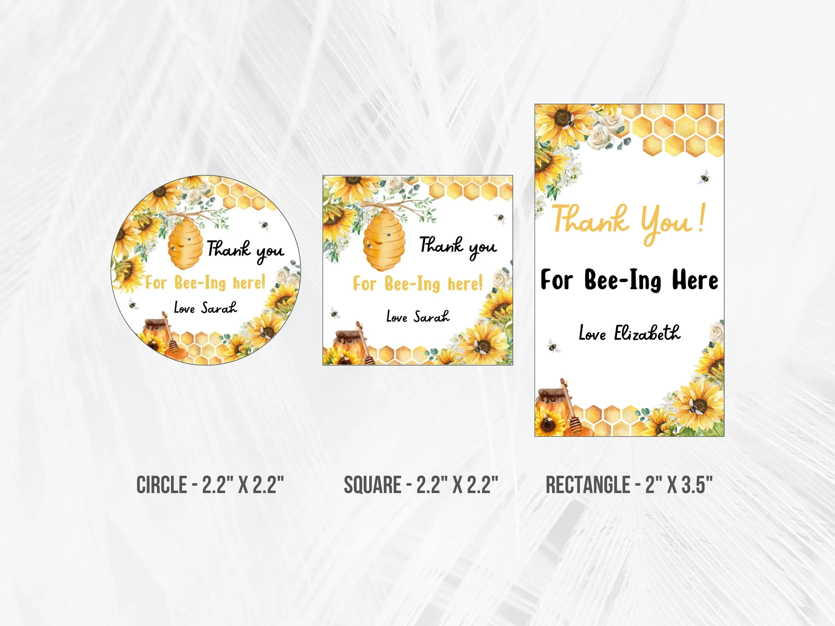 First Bee Day Birthday Thank You Tags | Bumble Bee Party Favor Labels | Sunflower Bee Gift Tags | Editable Canva Template | Digital Download