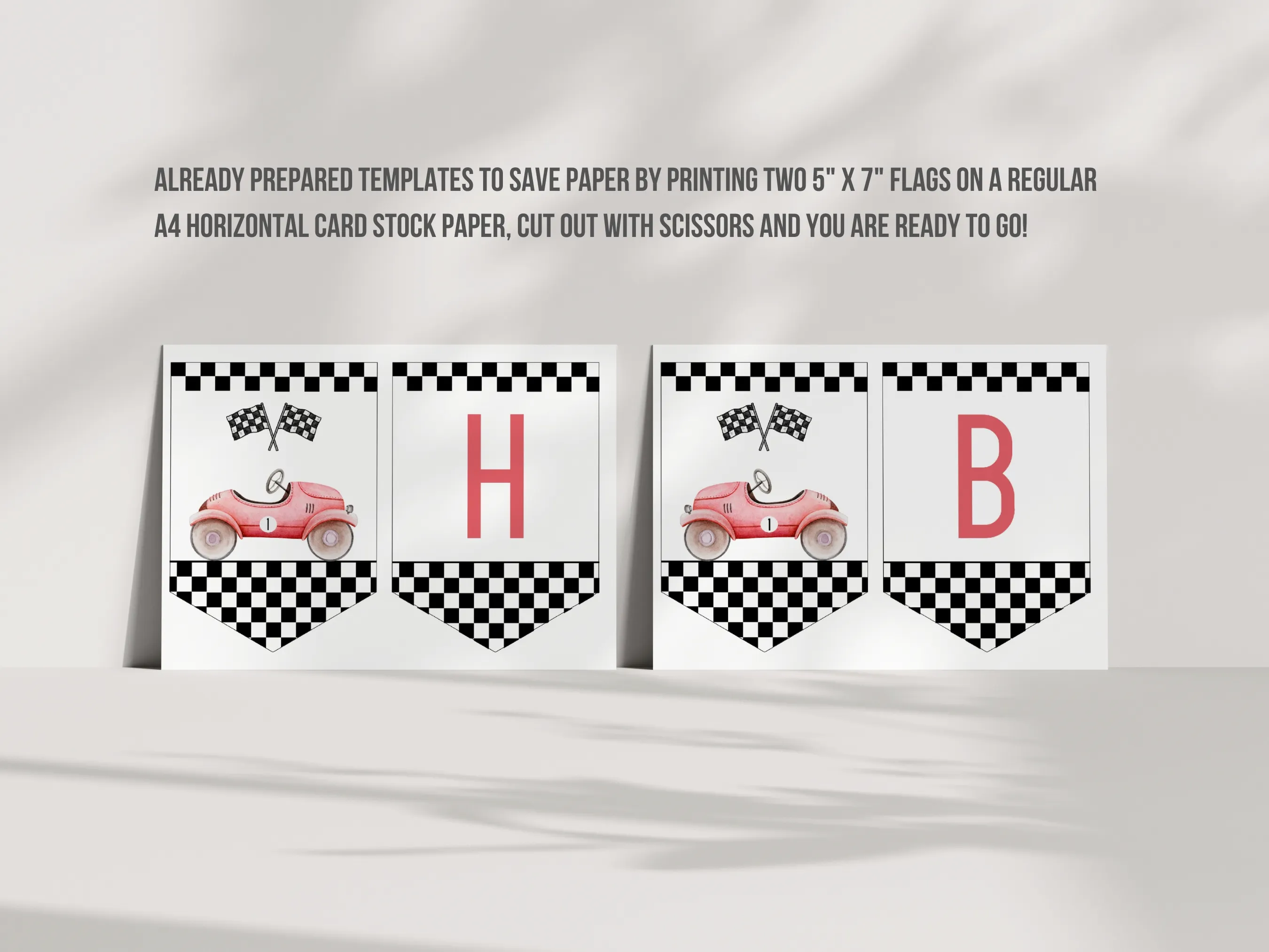 Fast One Happy Birthday Banner | Red Race Car Birthday Bunting | Race Car Birthday Wall Banner | Editable Canva Template | Digital Download