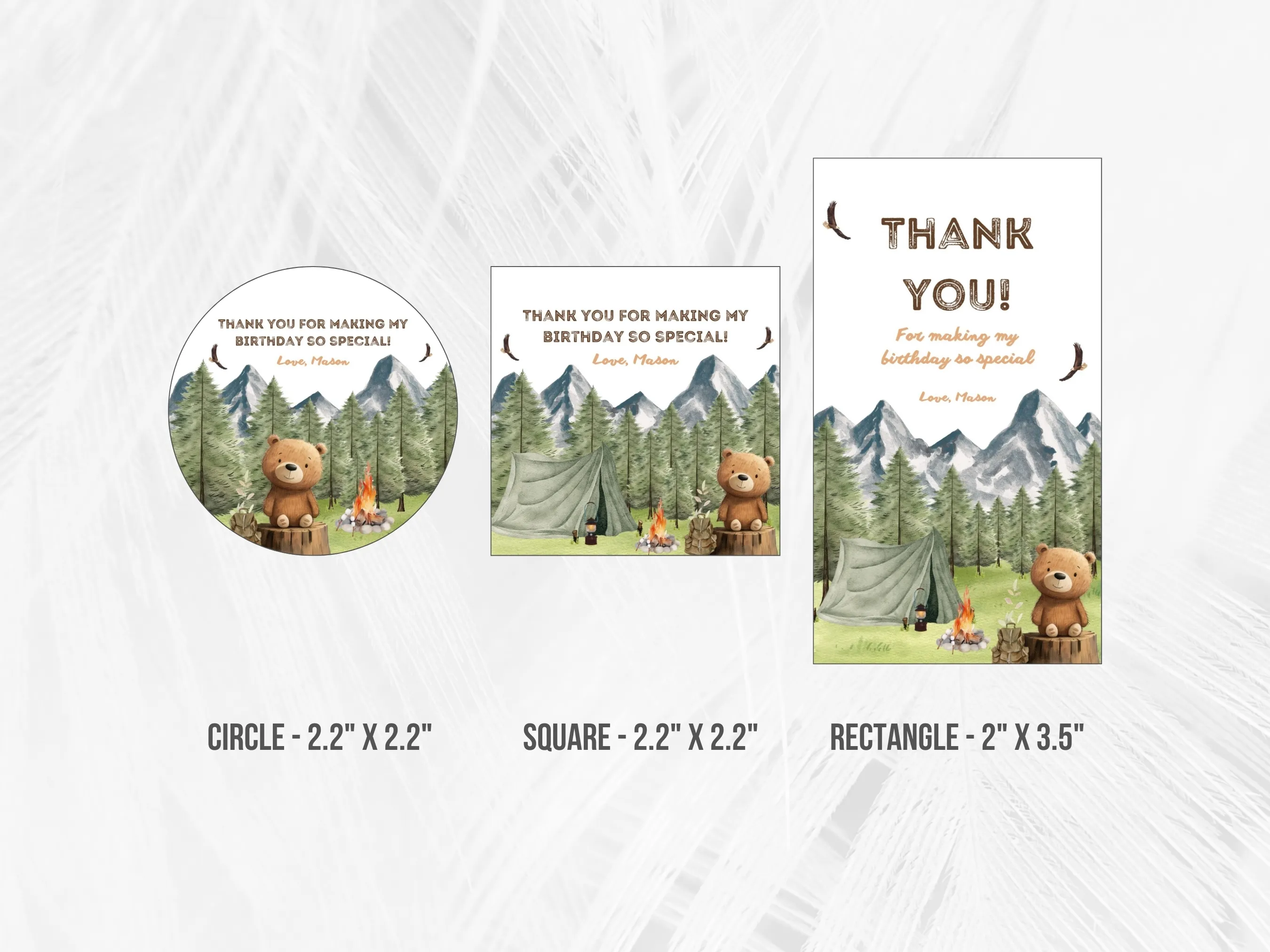 One Happy Camper Birthday Gift Tags | Woodland Party Favor Labels | Camping Theme Gift Tags | Editable Canva Template | Digital Download