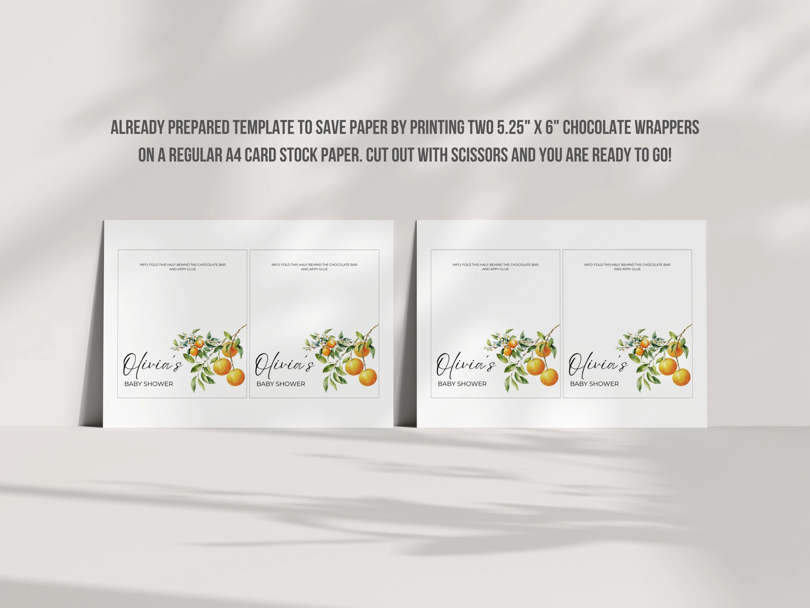 Little Cutie Baby Shower Chocolate Wrapper | Orange Candy Bar Label | Editable Canva Template | Digital Download