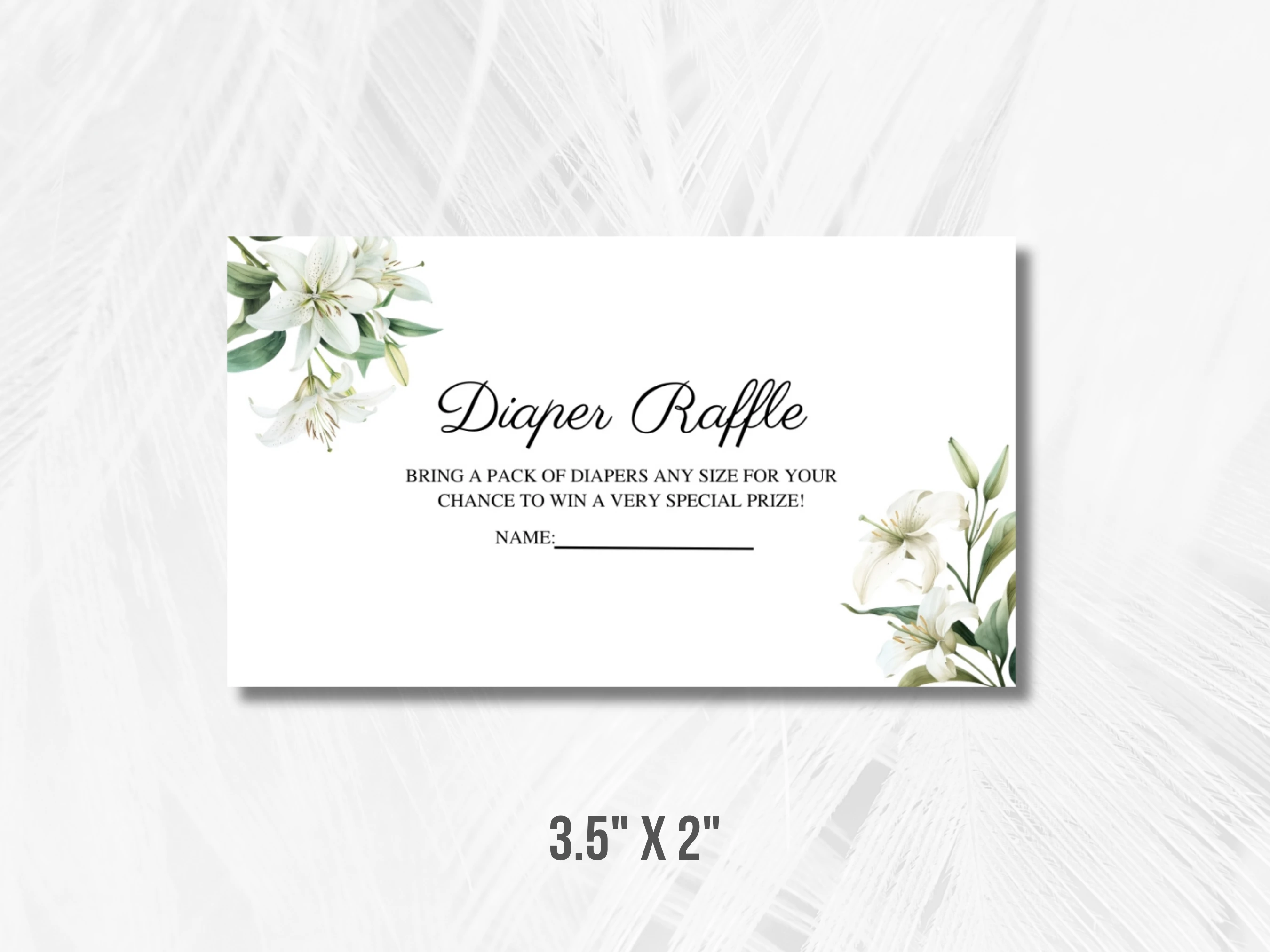 Baby In Bloom Baby Shower Diaper Raffle Card | Greenery Wildflower Books For Baby Card | Editable Canva Template | Digital Download