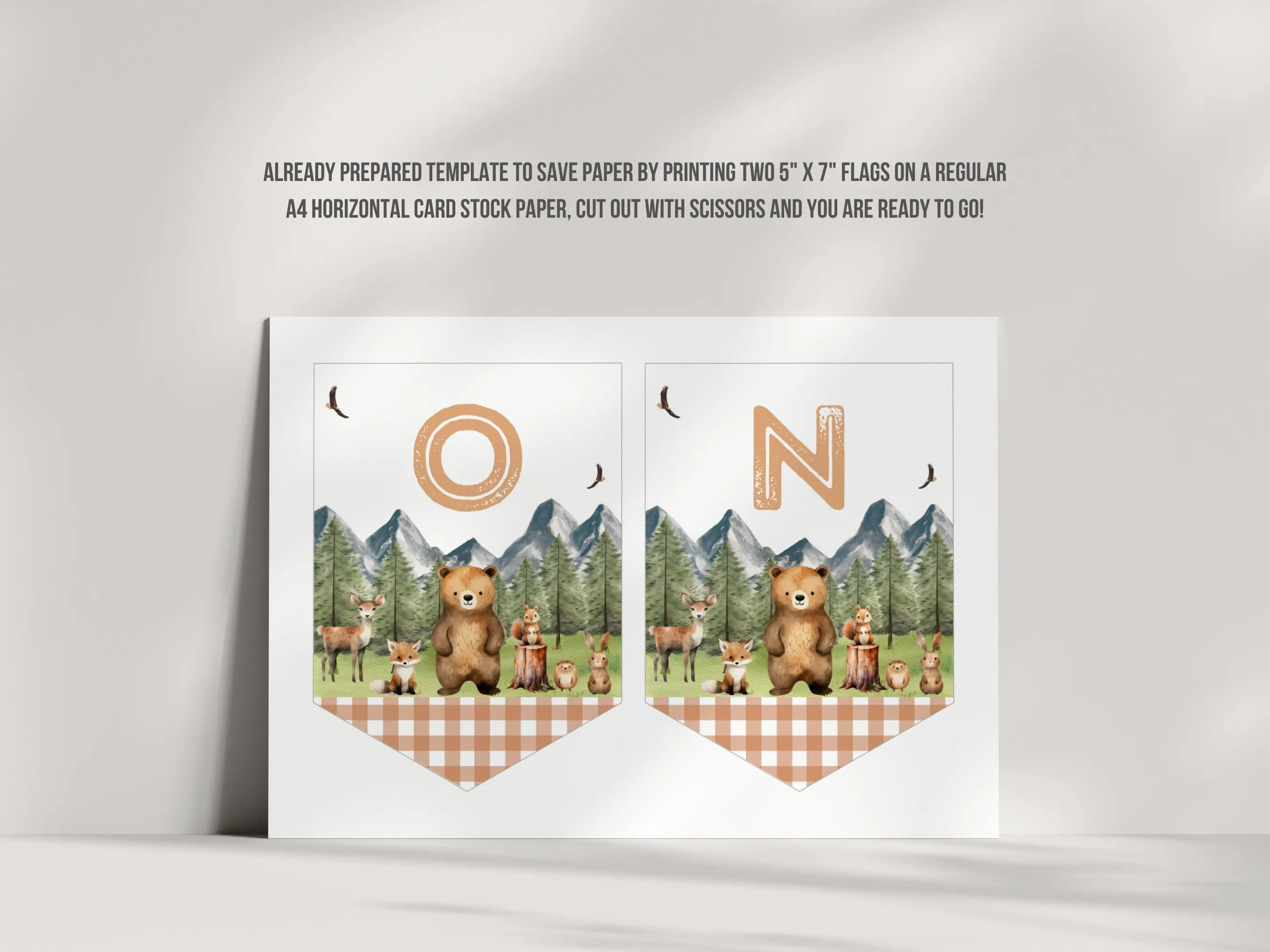 Woodland High Chair Banner | Wild One Birthday Banner | Forest Animals ONE Bunting | Editable Canva Template | Digital Download