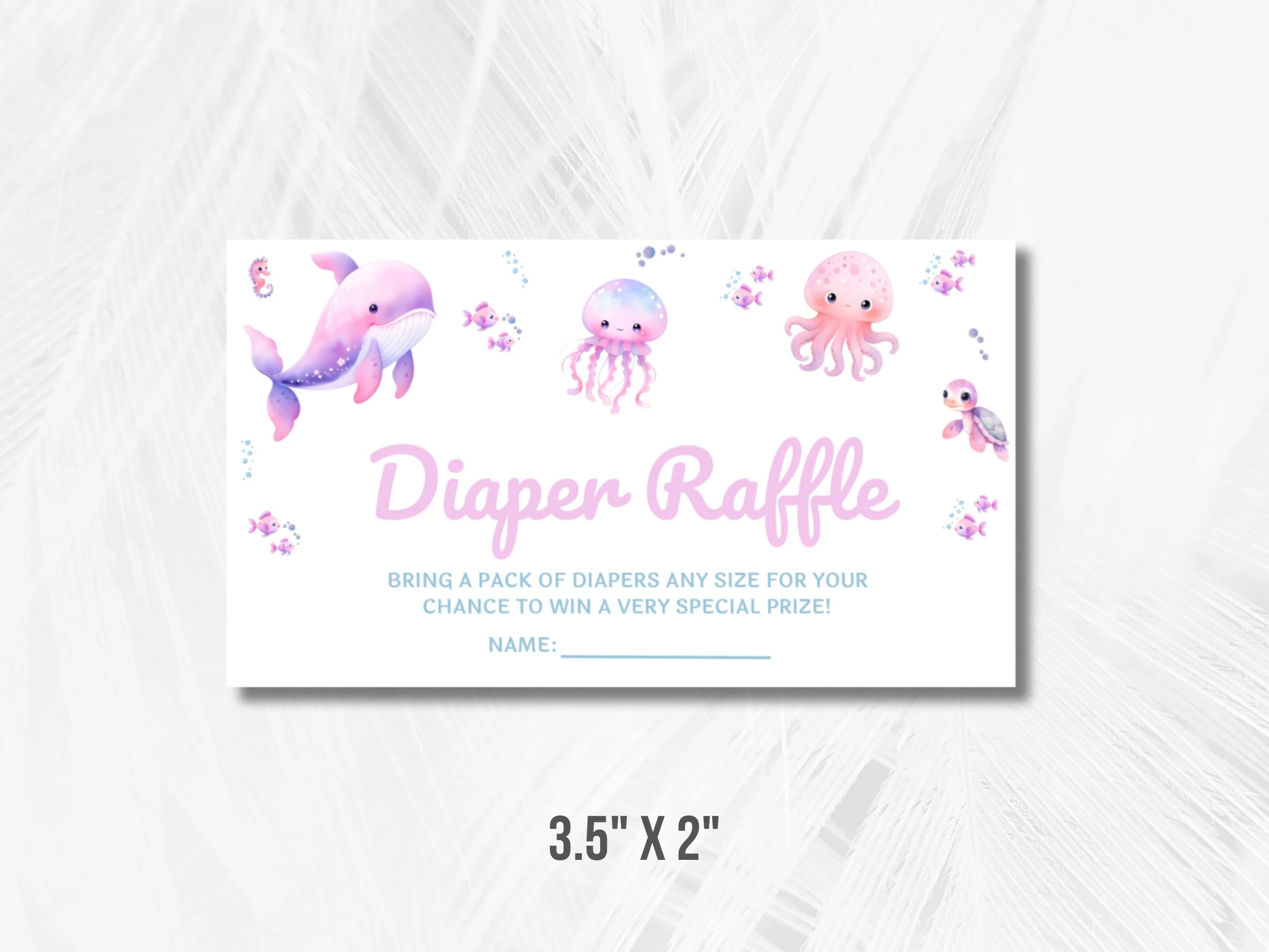 Under The Sea Baby Shower Diaper Raffle Card | Ocean Books For Baby Card | Editable Canva Template | Digital Download