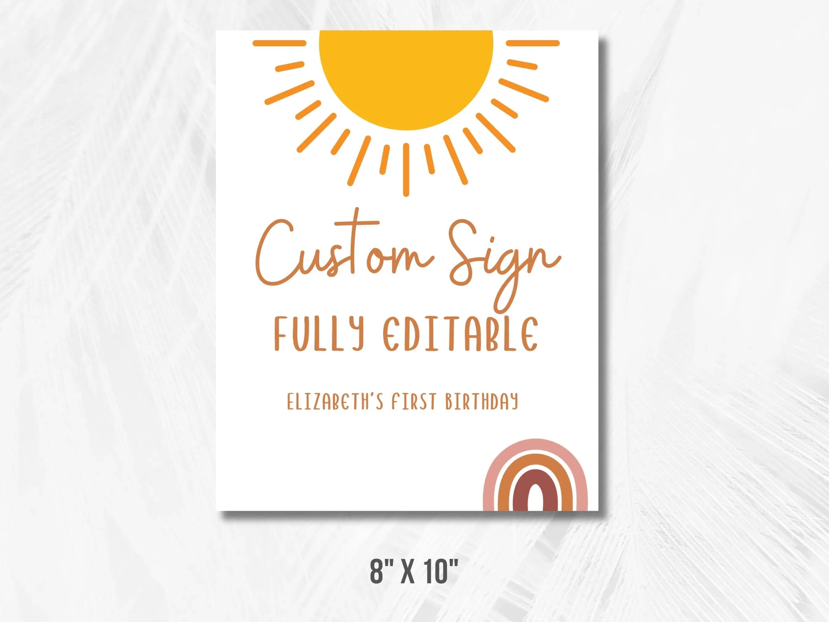 Sunshine Birthday Party Custom Birthday Sign | First Trip Around The Sun Cookie Table Sign | 1st Birthday Girl Gift Table Sign | Editable Canva Template | Digital Download