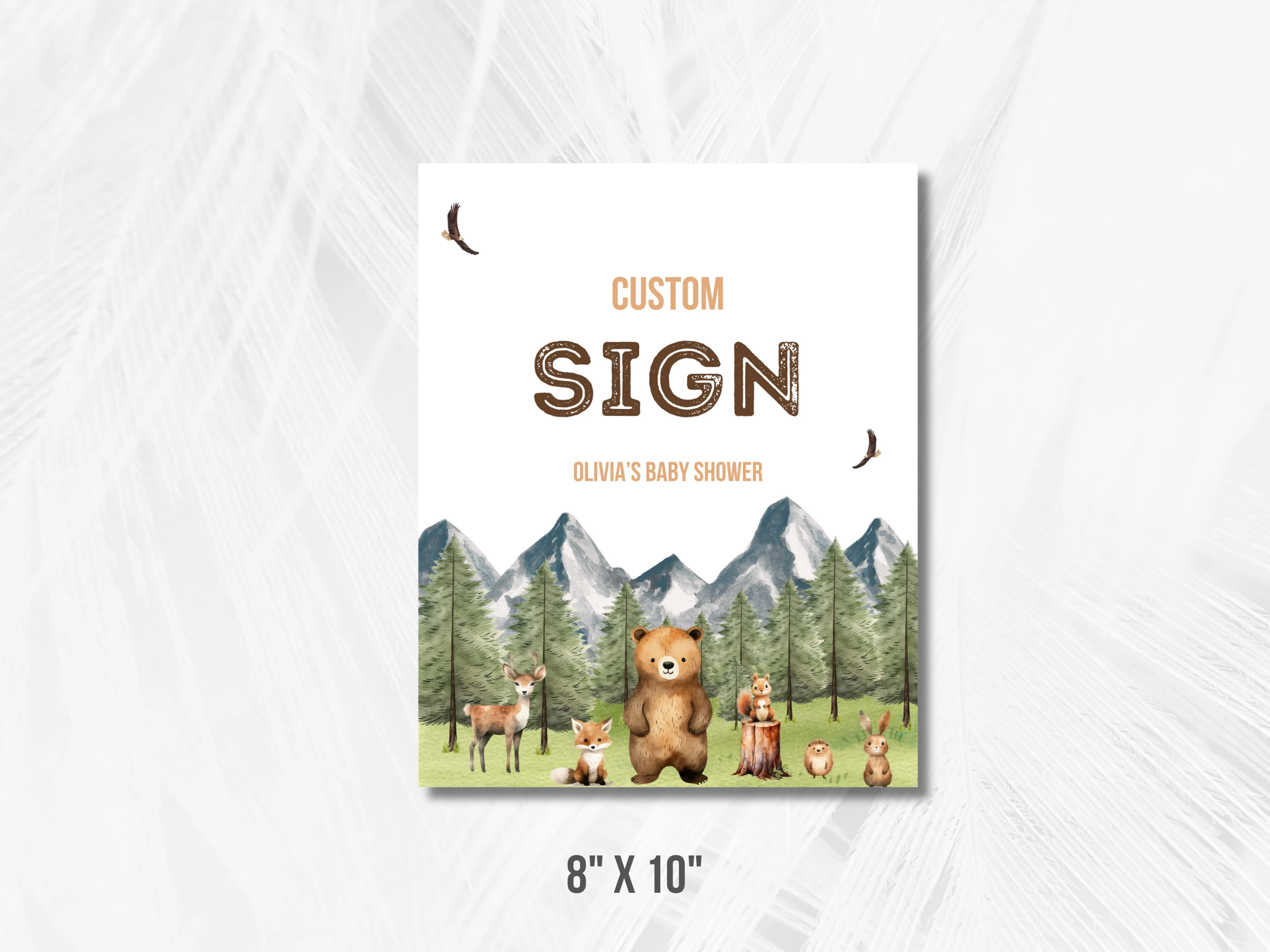Woodland Baby Shower Table Sign | Forest Animals Late Night Diapers | Pacifier Hunt Sign | Editable Canva Template | Digital Download
