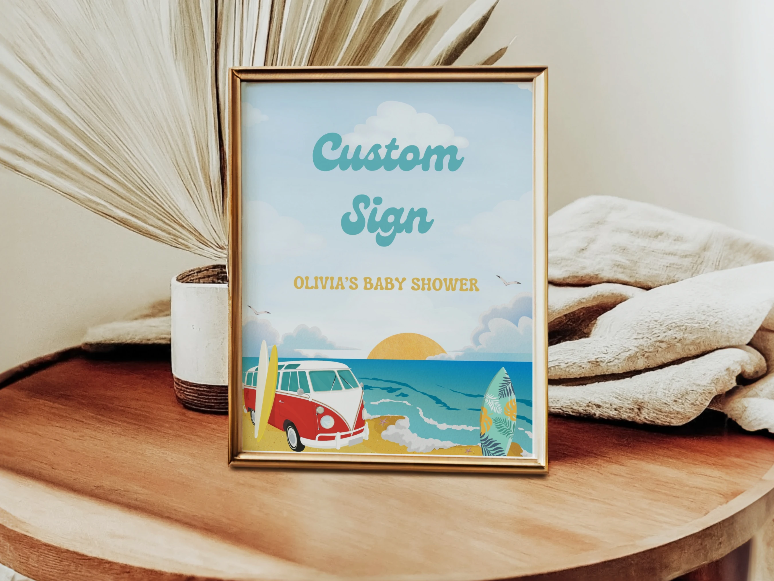 surfing baby on board baby shower table sign printable, ocean baby shower pacifier hunt sign, tropical baby shower diaper raffle sign, surfing baby on board late night diapers sign, editable baby shower sign Canva