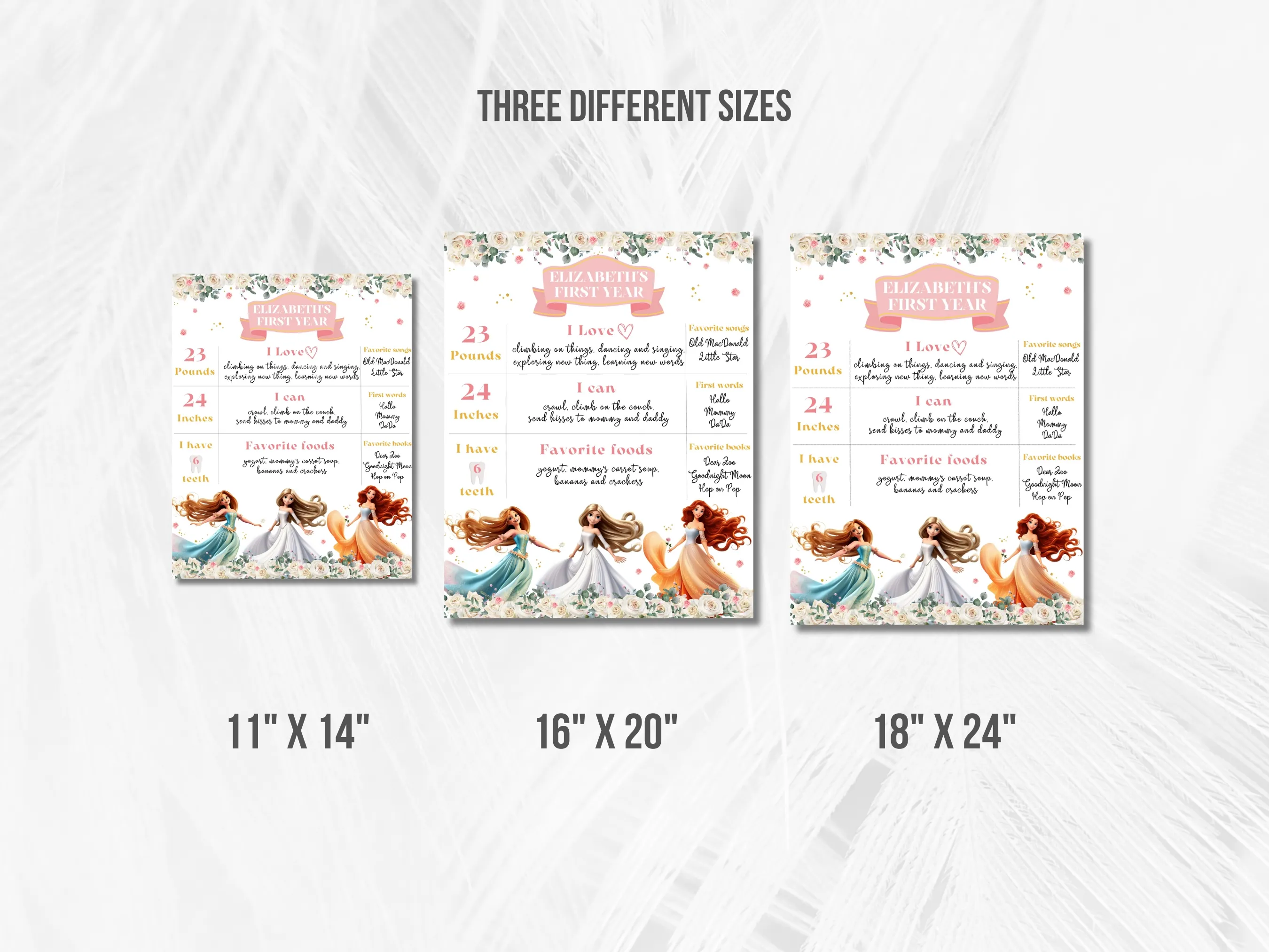 Princess Birthday Milestone Board | Royal Party Baby Milestones | 1st Birthday Party | Editable Canva Template | Digital Download