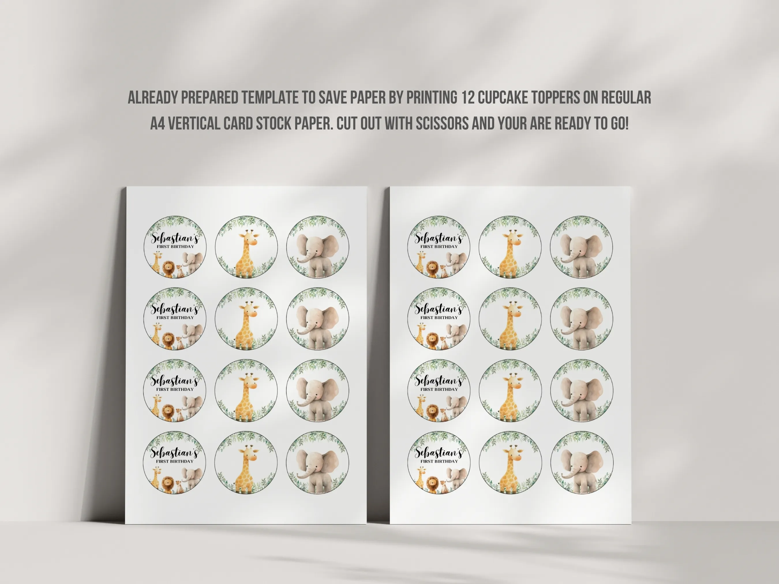 Safari Cupcake Toppers | Wild One Cupcake Toppers | Safari Birthday “One” Cake Topper | Jungle Theme Cake Toppers | Editable Canva Template | Digital Download