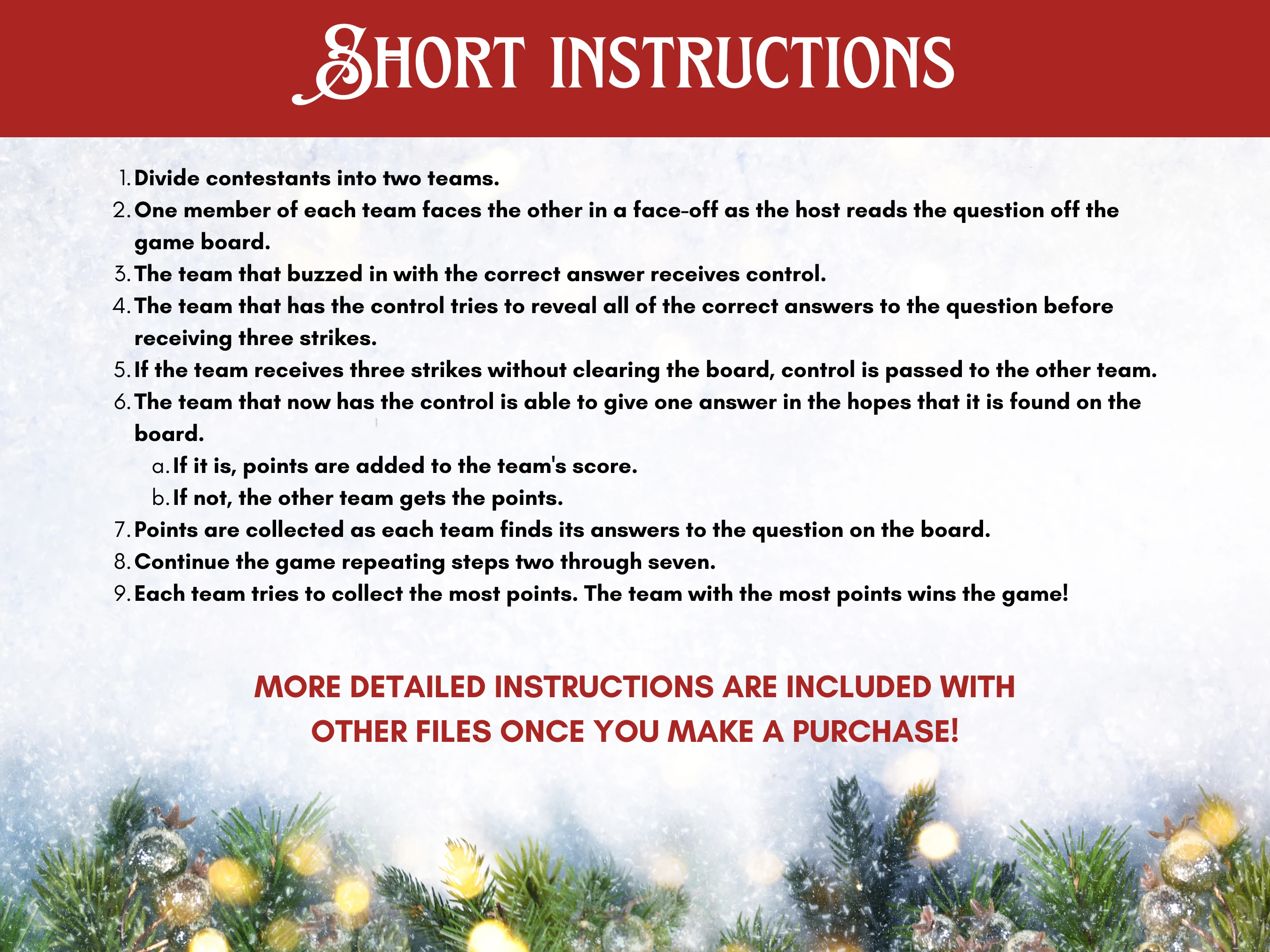 Nutcracker Christmas Feud Game | 60 Family Holiday Survey Cards | Ready-to-Print Game | Digital Download