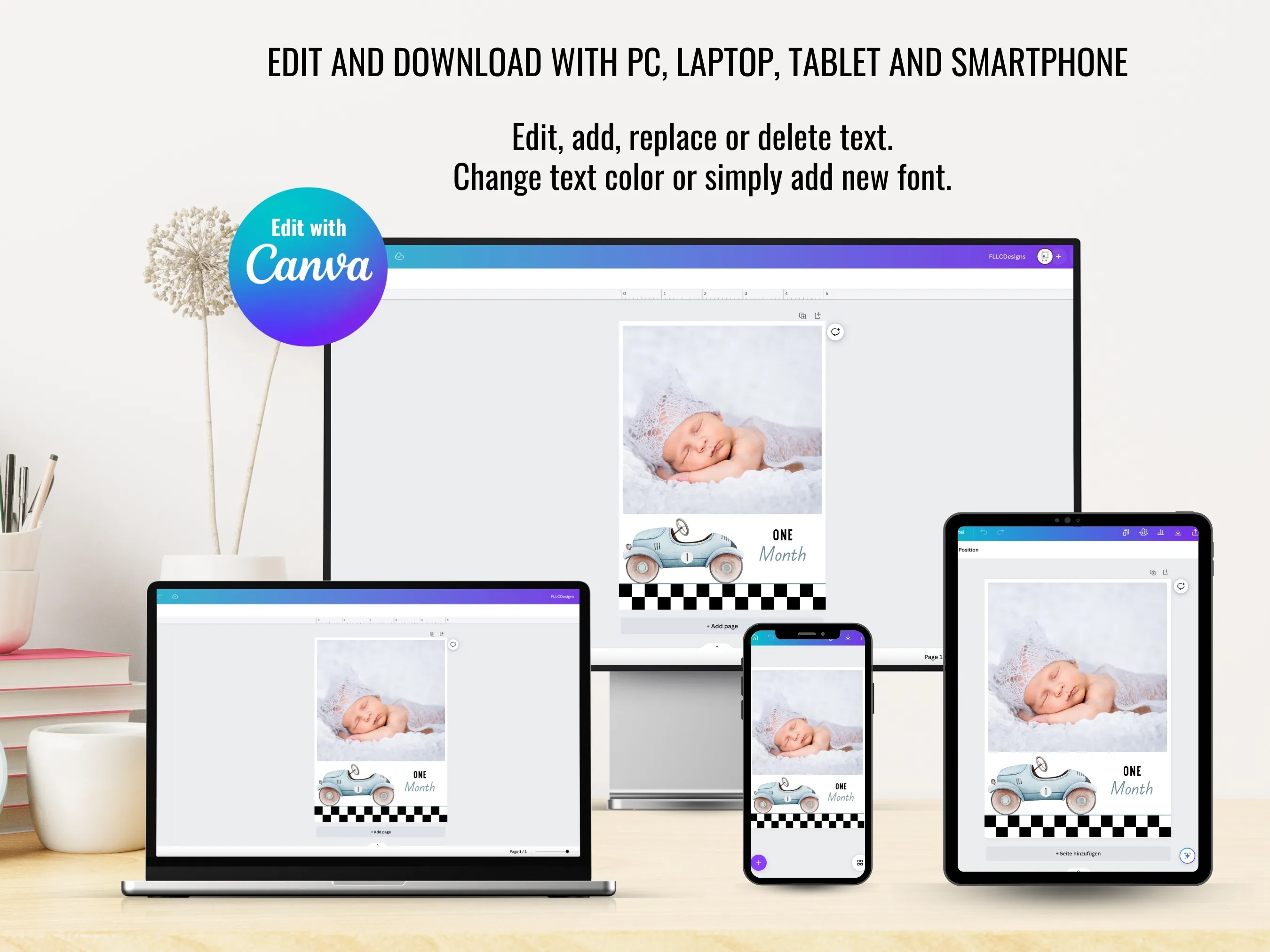 Fast One 1st Birthday Photo Banner | Monthly Milestone Race Car Theme | Editable Canva Template | Digital Download