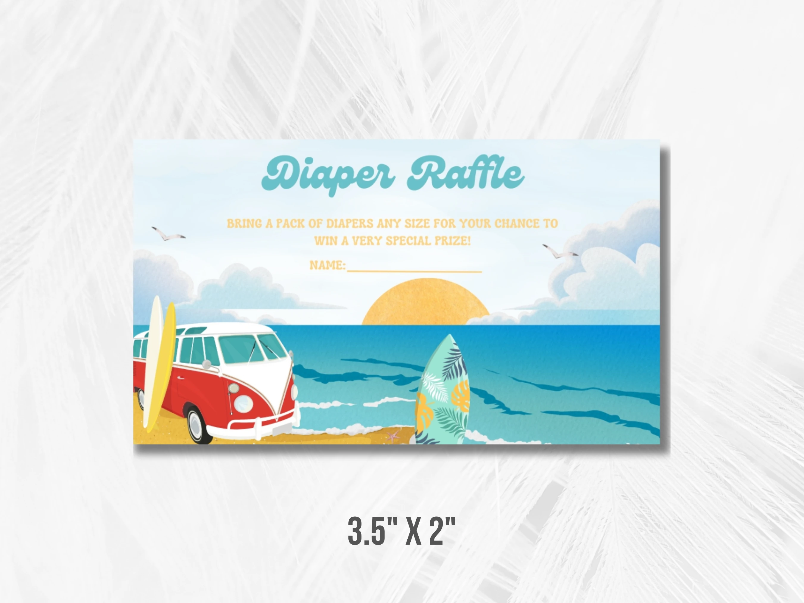 Baby On Board Baby Shower Diaper Raffle Card | Surf Books For Baby Card | Editable Canva Template | Digital Download
