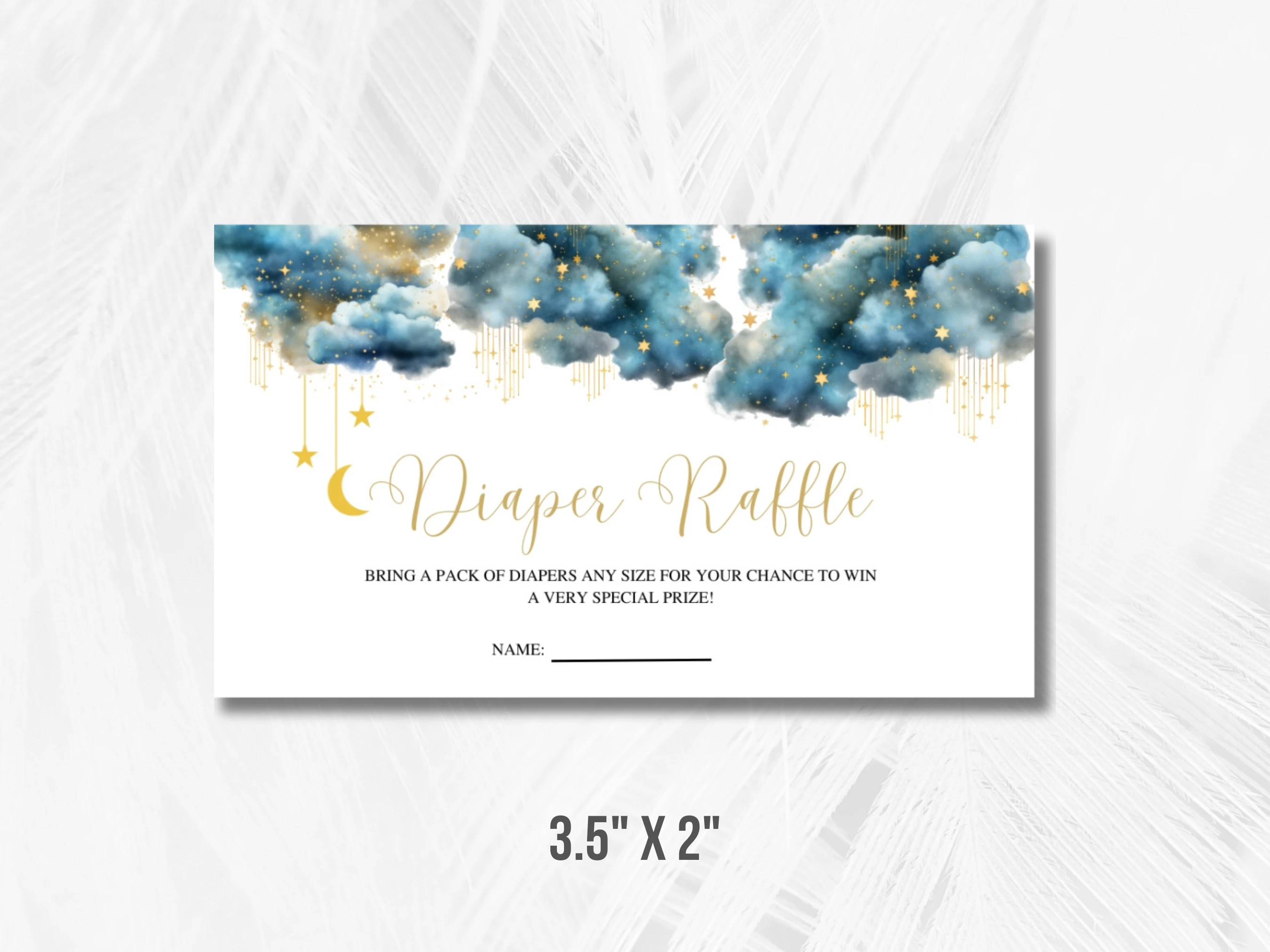 Twinkle Little Star Baby Shower Diaper Raffle Card | Over The Moon Books For Baby Card | Editable Canva Template | Digital Download