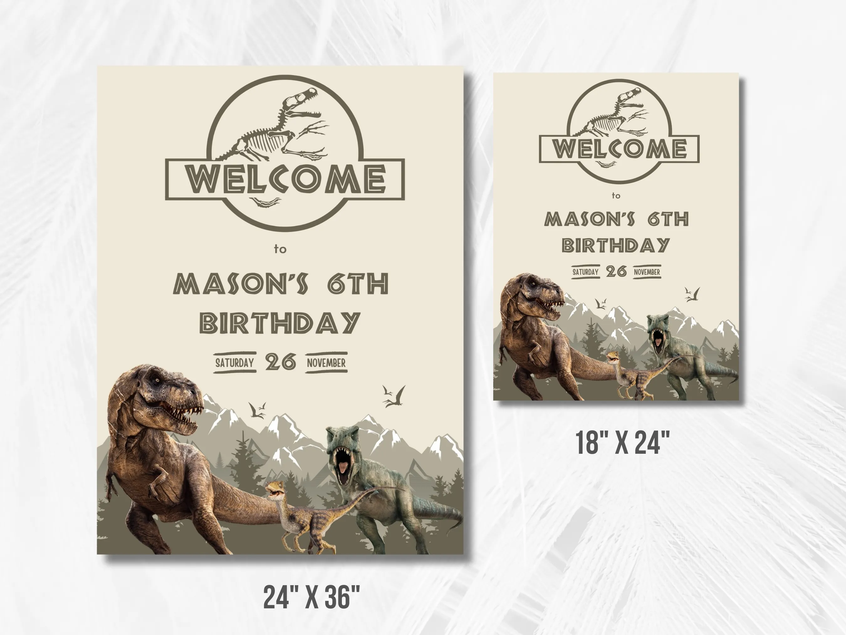 Jurassic Birthday Welcome Sign | Dinosaur Party Welcome Board | T-Rex 1st Birthday Sign | Editable Canva Template | Digital Download
